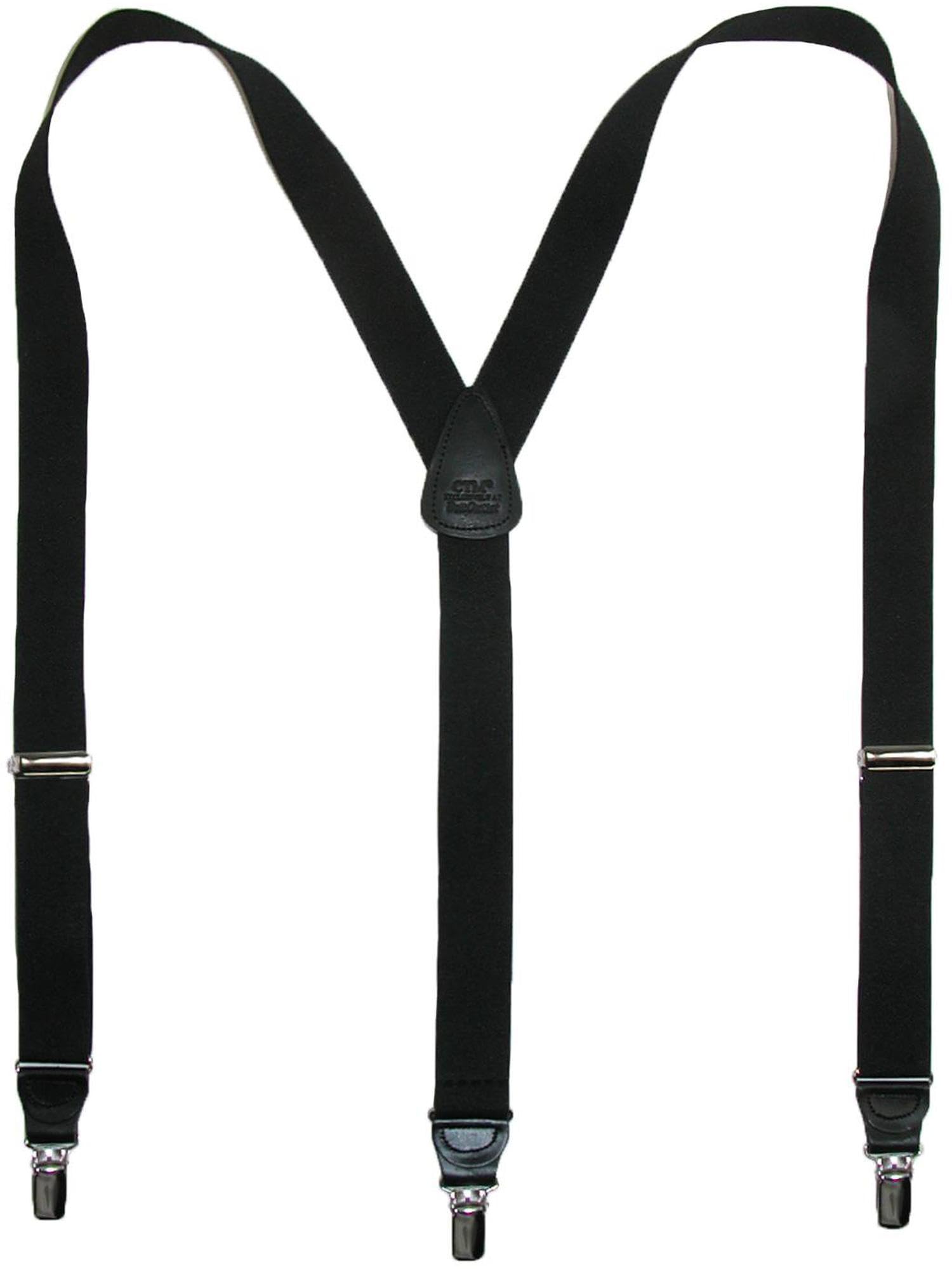 CTM® Men's Big & Tall Elastic Clip-On Suspenders - Premium Solid Color Adjustable Shoulder Straps for Formal Wear & Business Attire