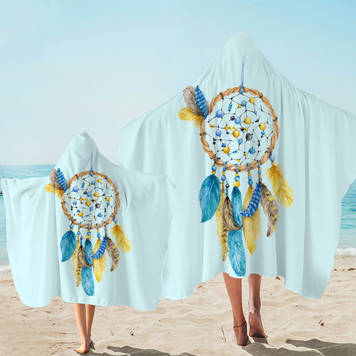 Blue Hooded Towel for Adults & Kids - Soft & Absorbent Bath Towel with Hood for Swimming, Beach, Spa & After Shower - Cozy & Quick-Drying