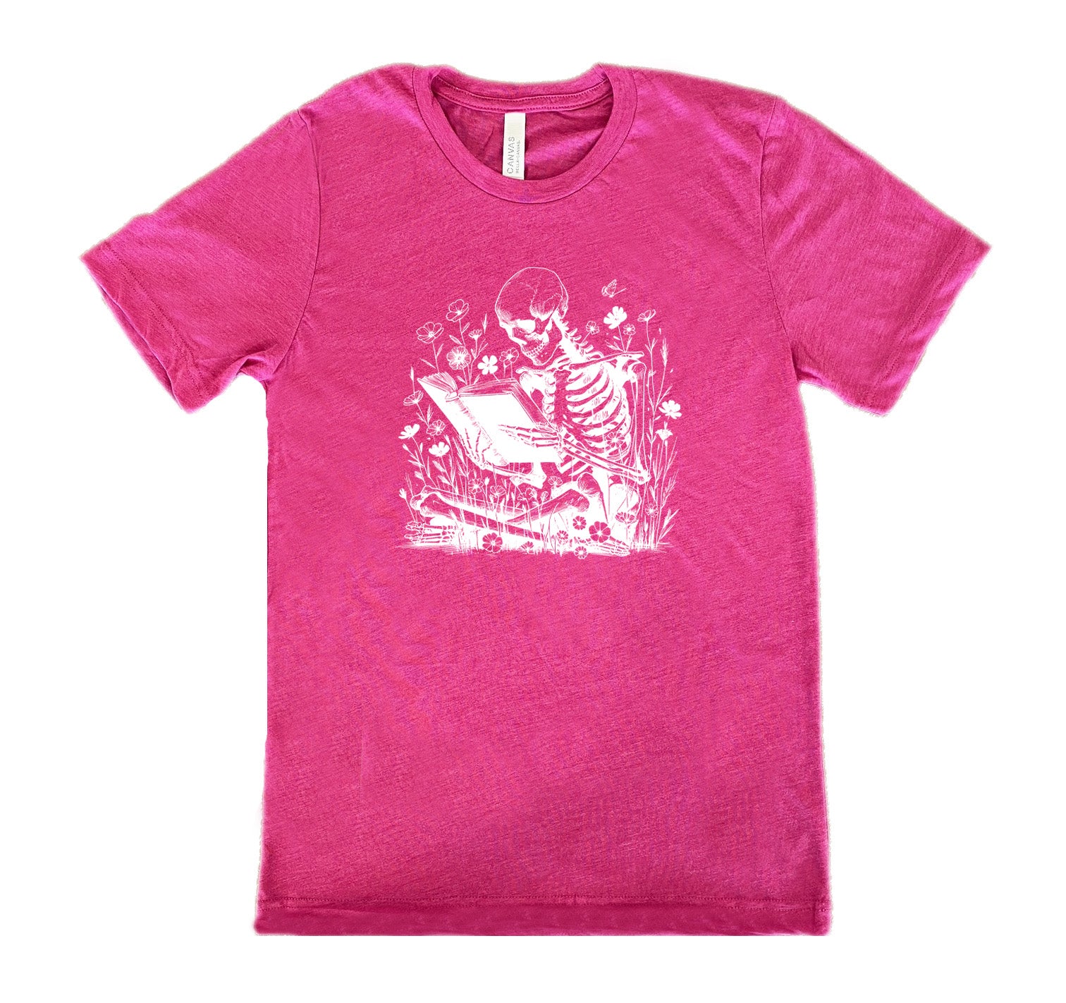 Skeleton Print Reading Shirt - Unisex Graphic Novelty T-Shirt for Book Lovers & Halloween Costume