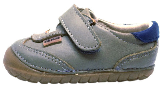 Old Soles 4011 Boys' Sporty Pave Grey/Denim Leather Slip-On Sneakers - Comfortable Casual Shoes for School, Play & Everyday Wear
