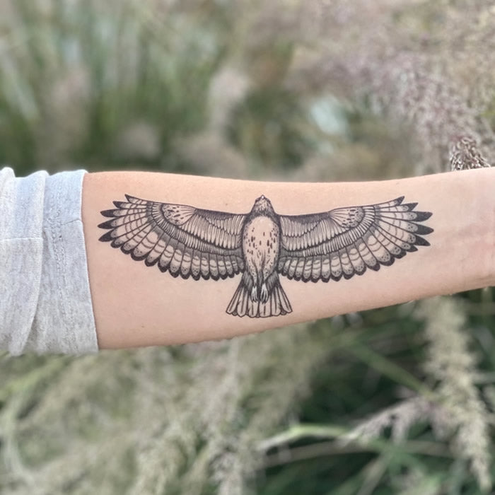 Hawk Temporary Tattoos for Adults & Kids - Waterproof Fake Tattoos for Parties, Halloween & Cosplay - Realistic Hawk Bird Design Body Art Stickers (Set of 5)