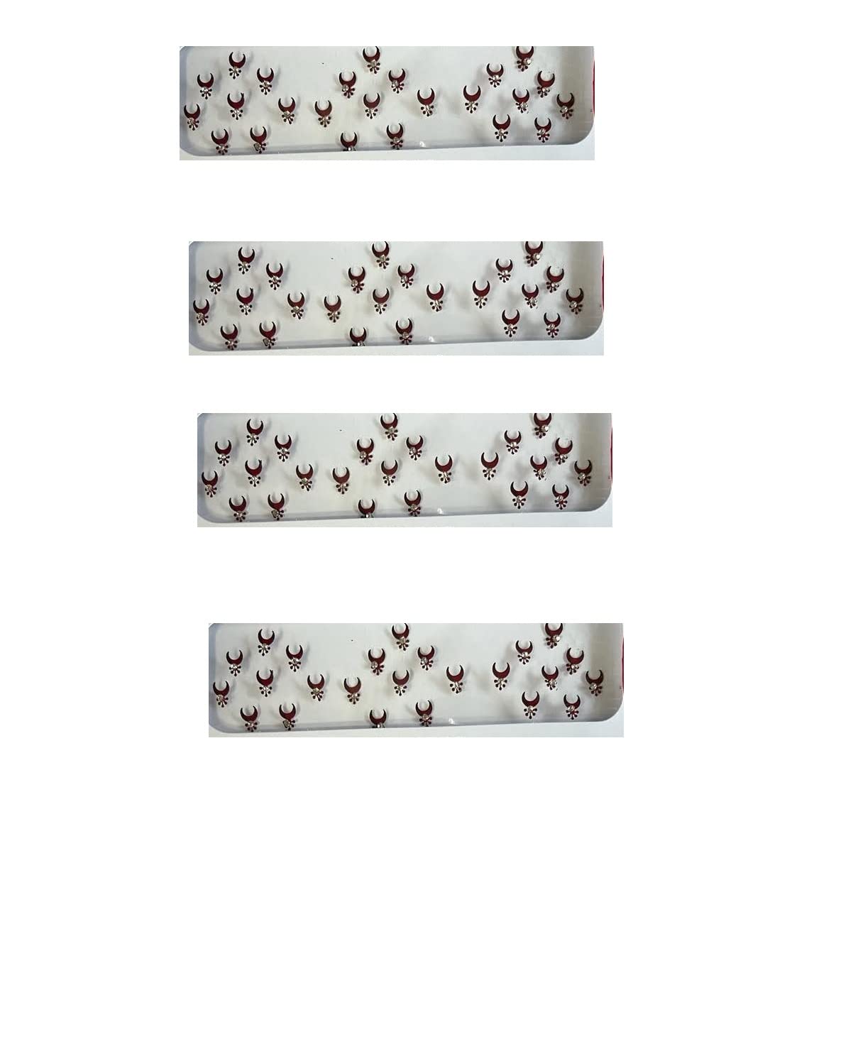 Half Moon Maroon Velvet Bindi with Stones - Traditional Indian Forehead Sticker for Women & Girls (Pack of 4, Size 3) | Skin-Friendly Adhesive | Perfect for Weddings, Festivals & Cultural Events