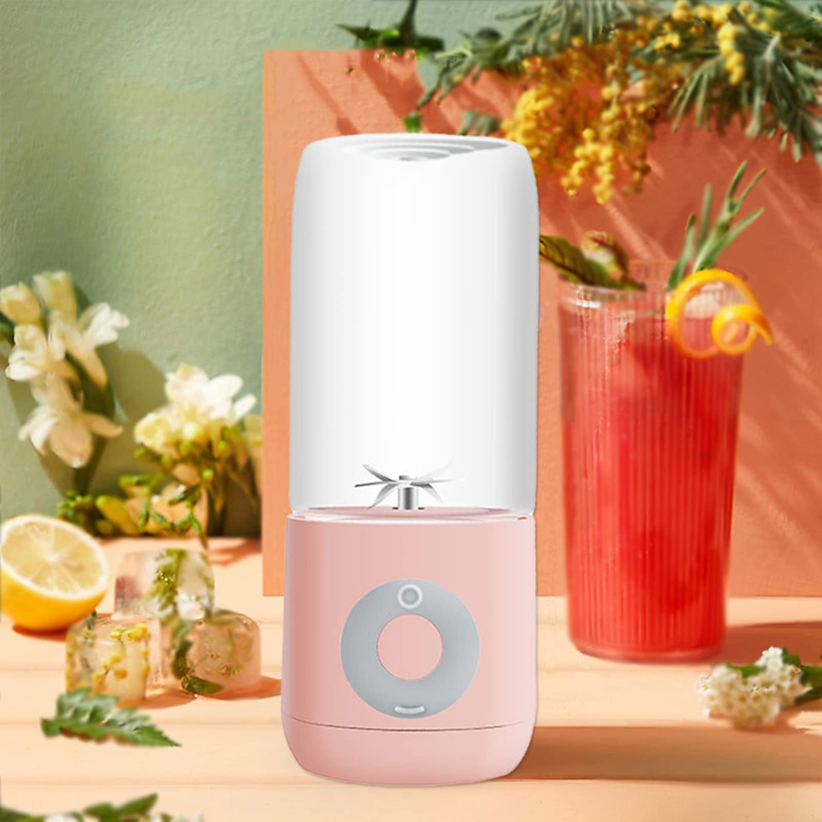 Maizoon Portable USB Rechargeable Personal Blender - 500ml/16.9oz Mini Electric Juicer Cup with 3 Stainless Steel Blades, 1300mAh Battery - Perfect for Smoothies, Shakes & Juices at Home, Office, Gym or Travel (Pink)