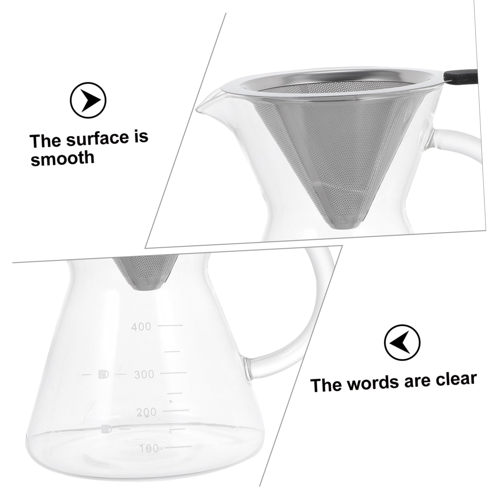 Hemoton Glass Coffee Carafe with Stainless Steel Filter - 34oz Coffee Brewer with Handle for Drip Coffee - Perfect for Home, Office, and Camping Use