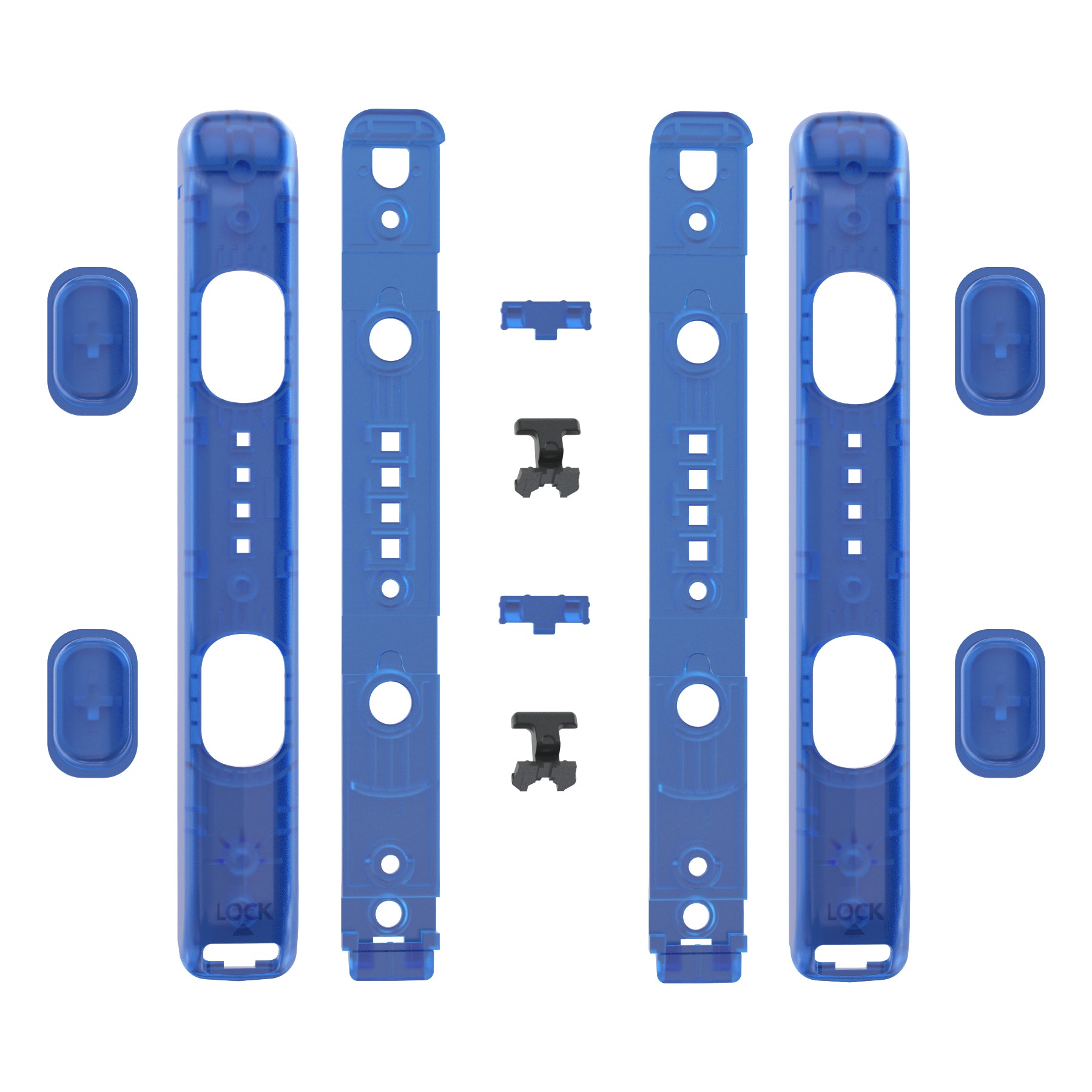 eXtremeRate Clear Blue Replacement Shell for Nintendo Switch Joy-Con Strap - 2 Pack Custom Joy-Con Wrist Strap Housing Buttons - Perfect for Gaming, Repair & Customization