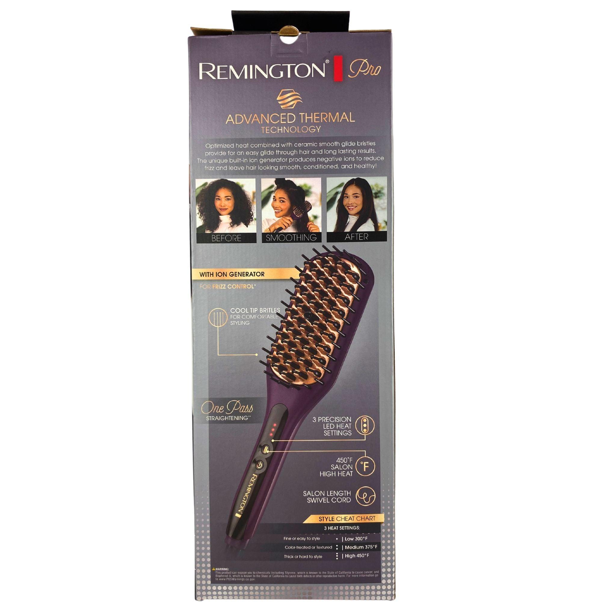Remington Pro Full Size Heated Smoothing Brush - Advanced Hair Straightener with 8 Attachments for Salon-Quality Styling at Home | Perfect for Daily Use, Travel & Professional Results
