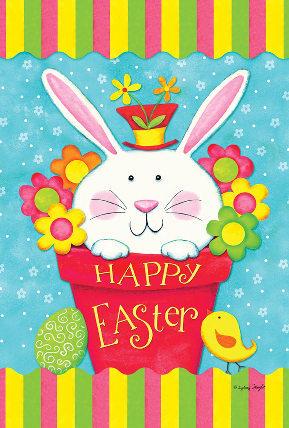 Peeping Bunny Easter Flag 12x18 Inch - Double Sided Outdoor Garden Flag for Spring Yard Decoration, House Eggs Display & Easter Party Decor | Weather-Resistant Holiday Home Decor