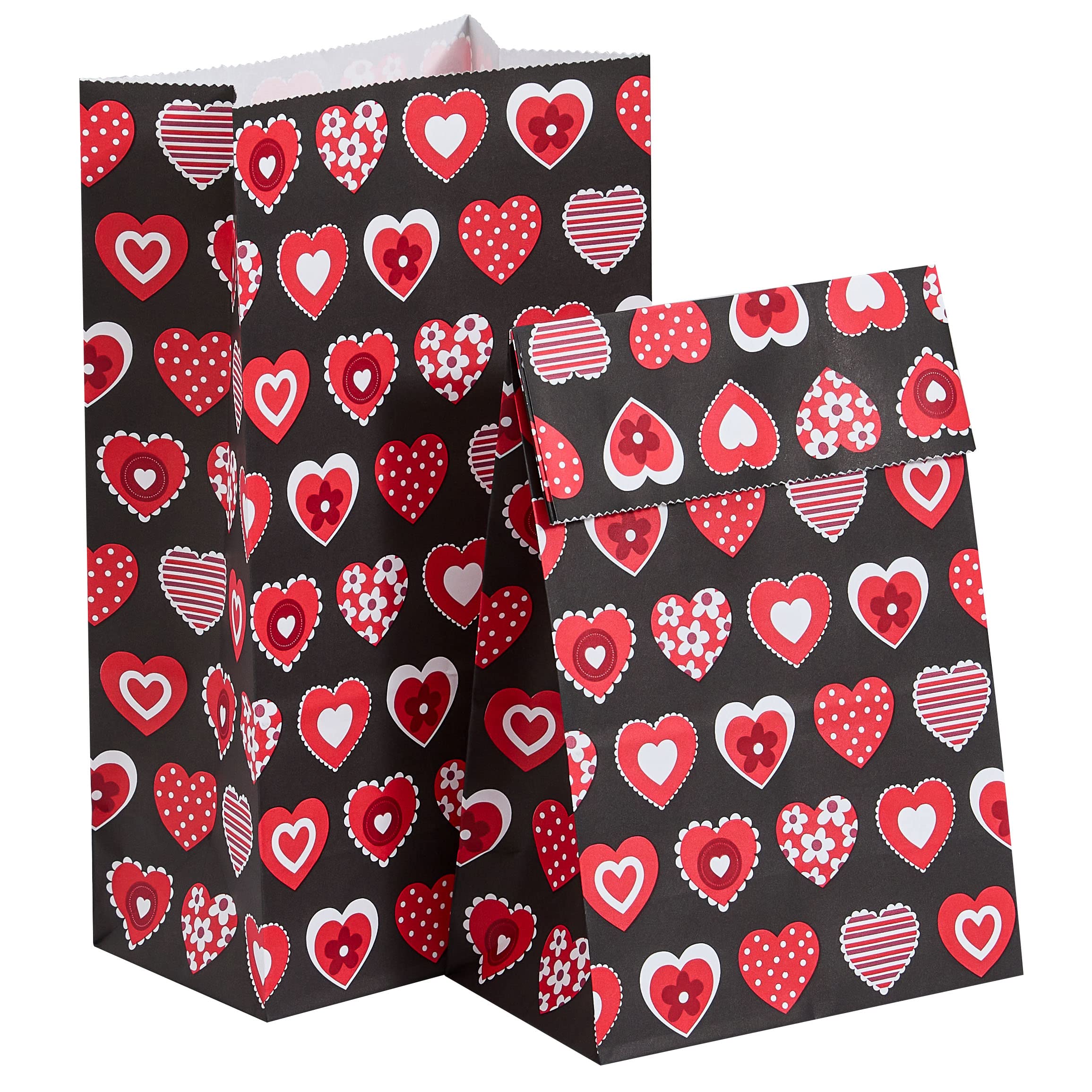 30 Pack Red Heart Party Favor Bags - Bulk Valentines Day Goodie Bags for Kids, Classroom Parties, Mothers Day Gifts - Perfect for School Celebrations, Birthday Favors & Holiday Events