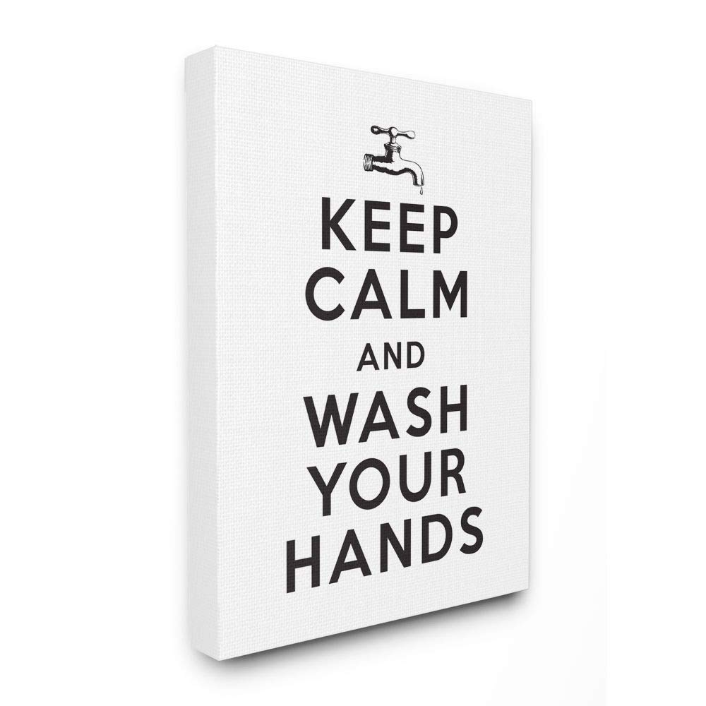 Stupell Industries 'Keep Calm and Wash Your Hands' Framed Wall Art - 36x48 Inch Bathroom Decor, Hygienic Motivational Sign for Home, Office & Public Spaces