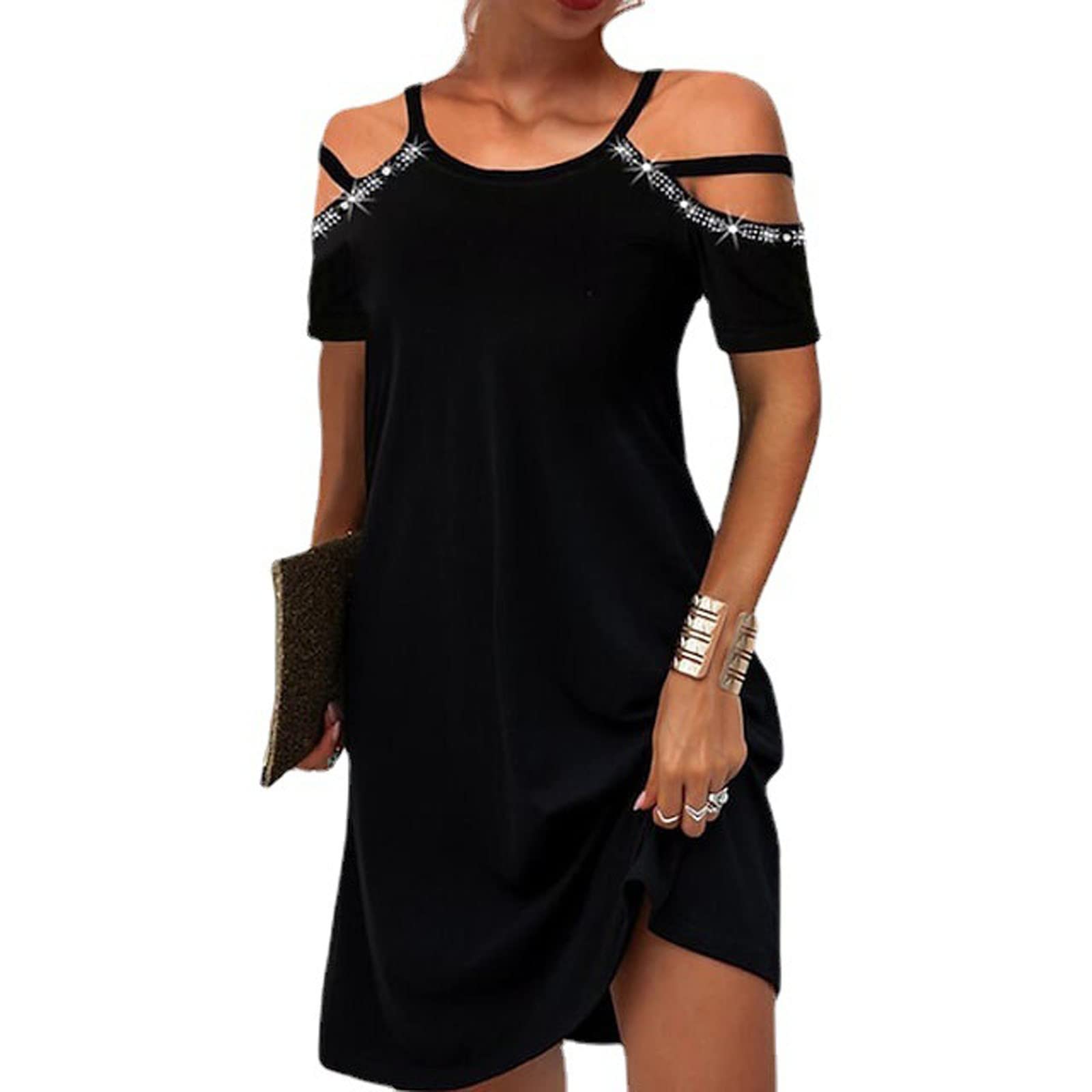 FOVIGUO Women's Deep V Neck Spaghetti Strap Dress - Soft Polyester Tunic Style Sleeveless Tie-Dye Loose Fit Summer Dress for Casual Outings, Beach Wear & Party Occasions