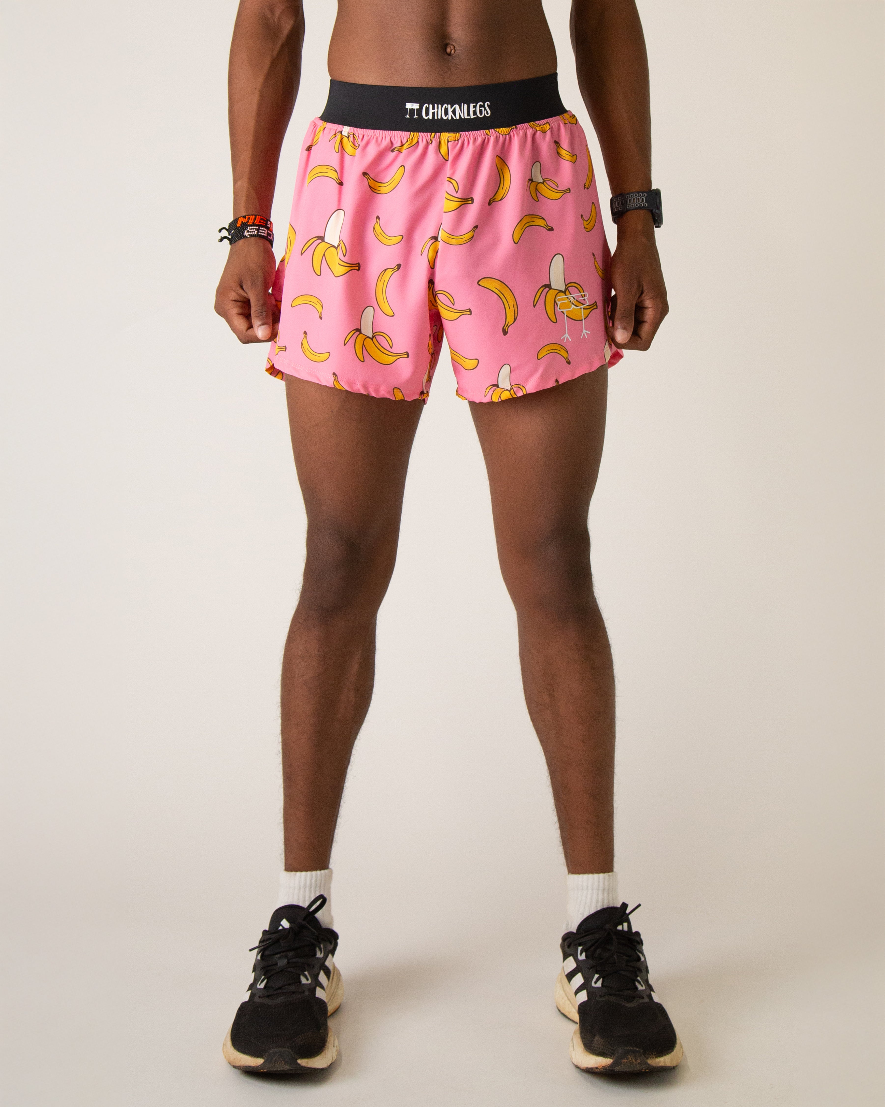 Men's Pink Bananas 4 Half Split Shorts - Comfortable Athletic Running Shorts for Gym, Workout & Casual Wear