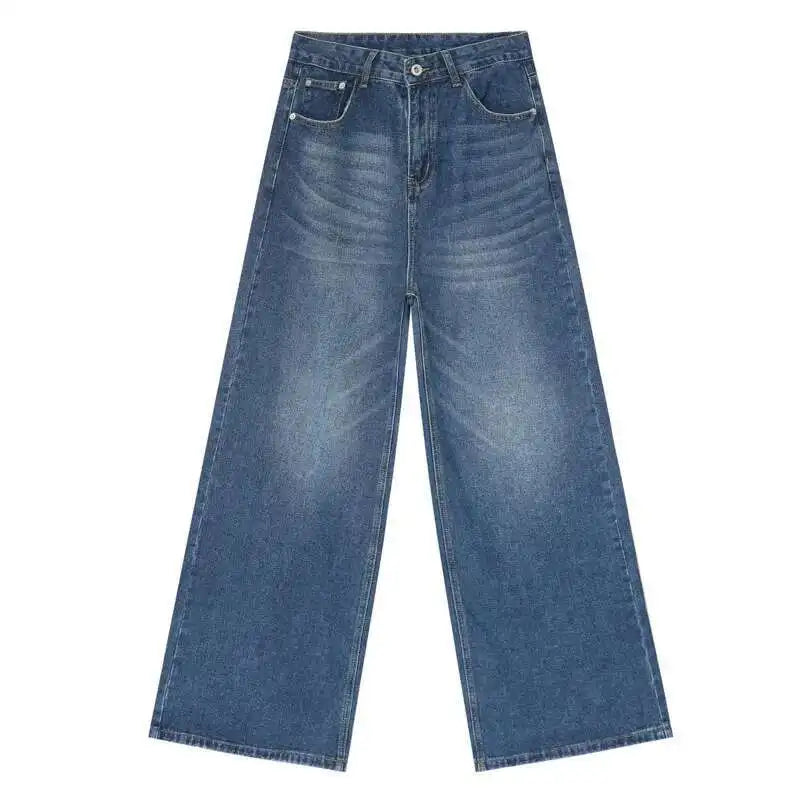American Style Men's Jeans - Gradient Color Button Pockets Straight Wide Leg Denim Pants for Casual Wear | Spring Fashion Trend | Perfect for Streetwear, Dating & Daily Outfits (Style 9C4510)