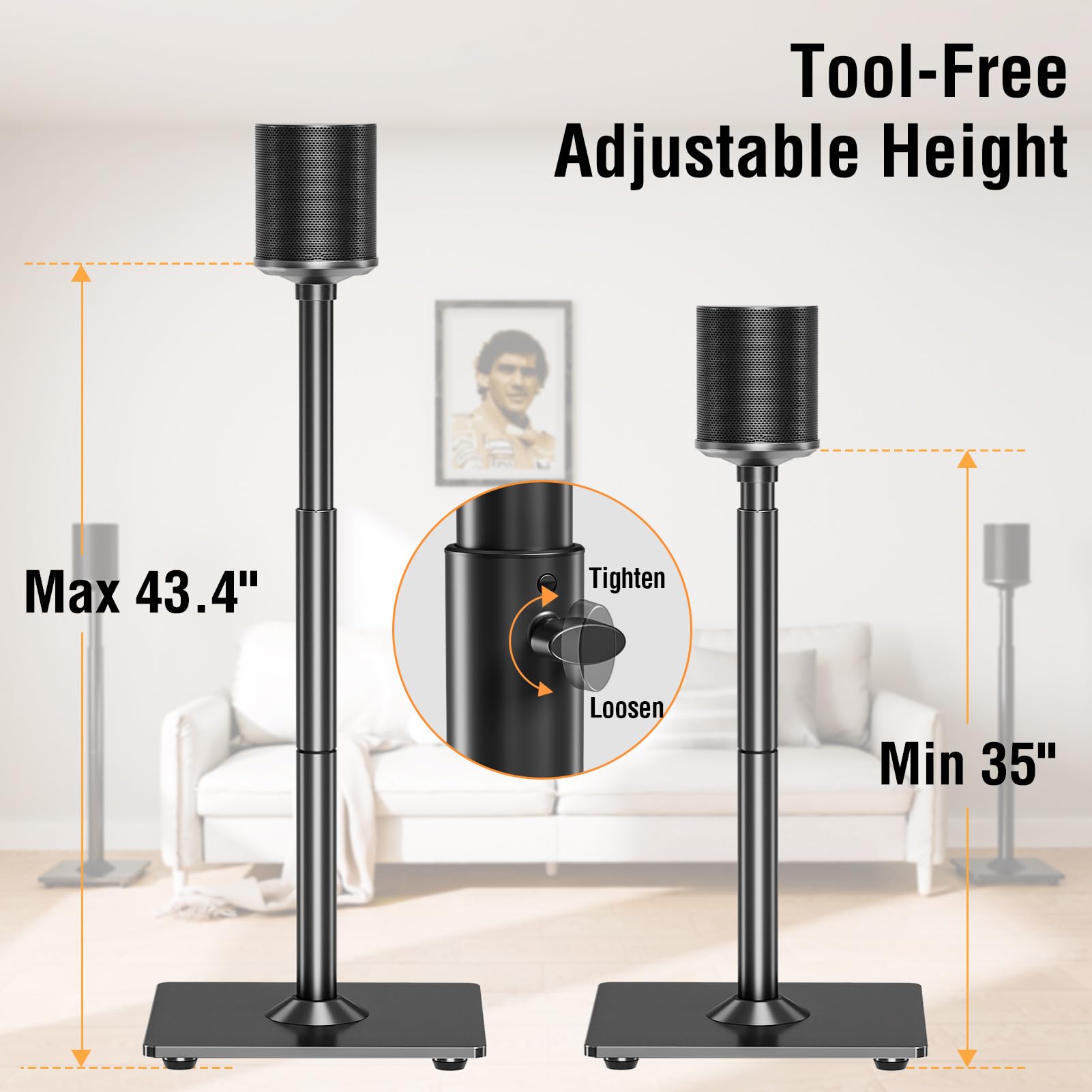 Premium Adjustable Speaker Stands for Sonos Era 100, One, One SL & Play:1 - 35