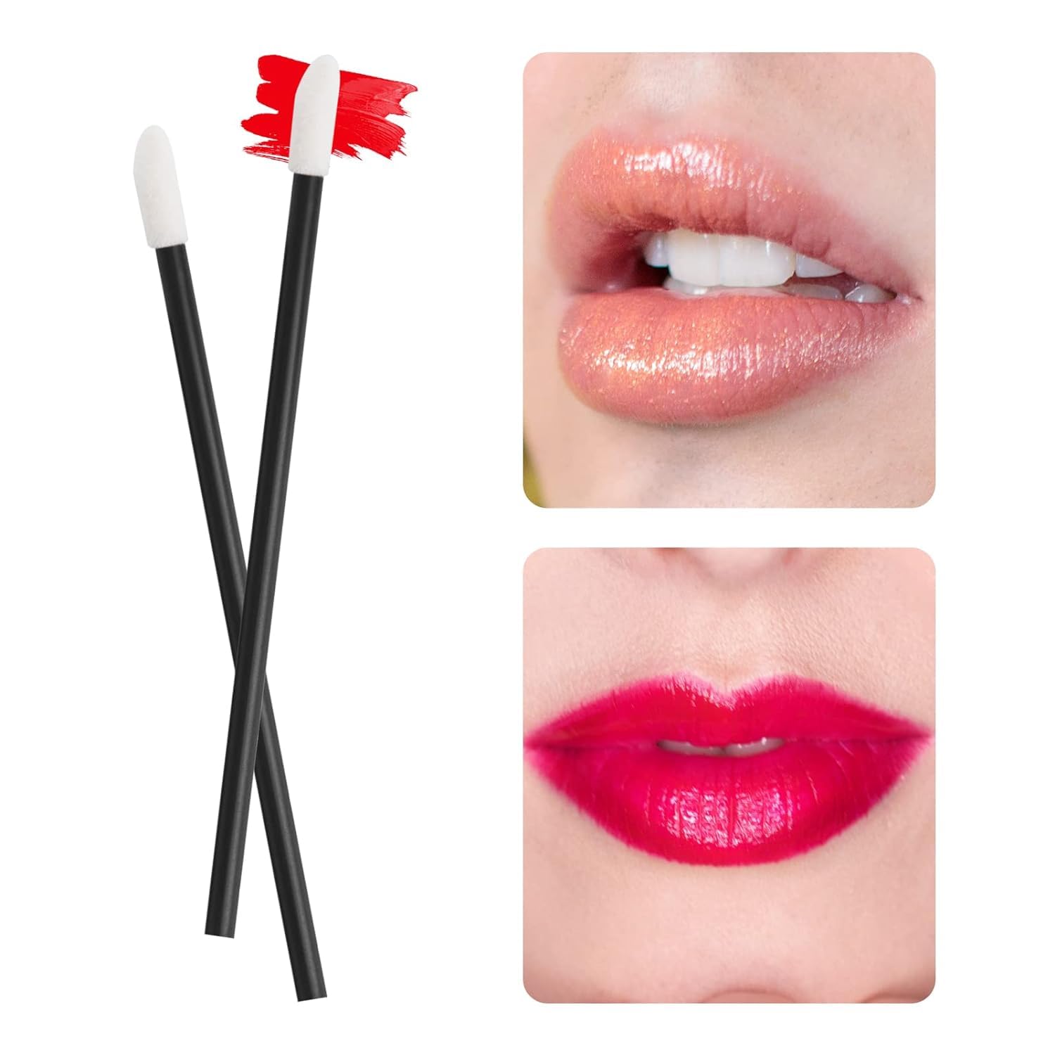 HEEKRI 30Pcs Disposable Lip Brushes Set - Lipstick & Lip Gloss Applicator Wands for Precise Makeup Application - Perfect for Professional Salons, Home Use & Travel Beauty Kits (Pack of 30)