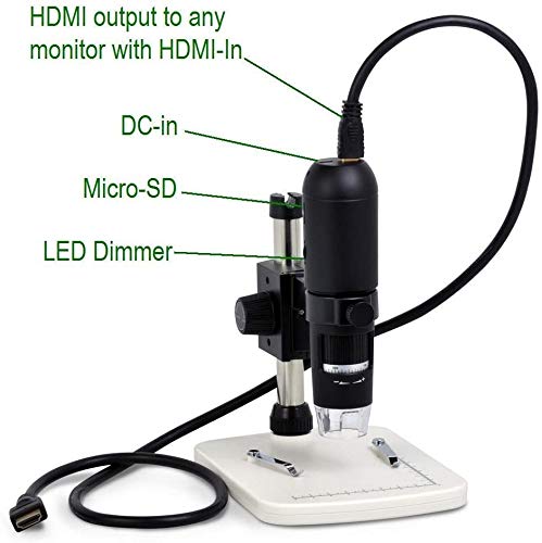 1080P Full HD Digital Microscope with HDMI - 10x to 220x Magnification for PC, TV & Monitor | Photo Capture & Micro-SD Storage | Ideal for Coin Collecting, Jewelry Inspection & Science Education