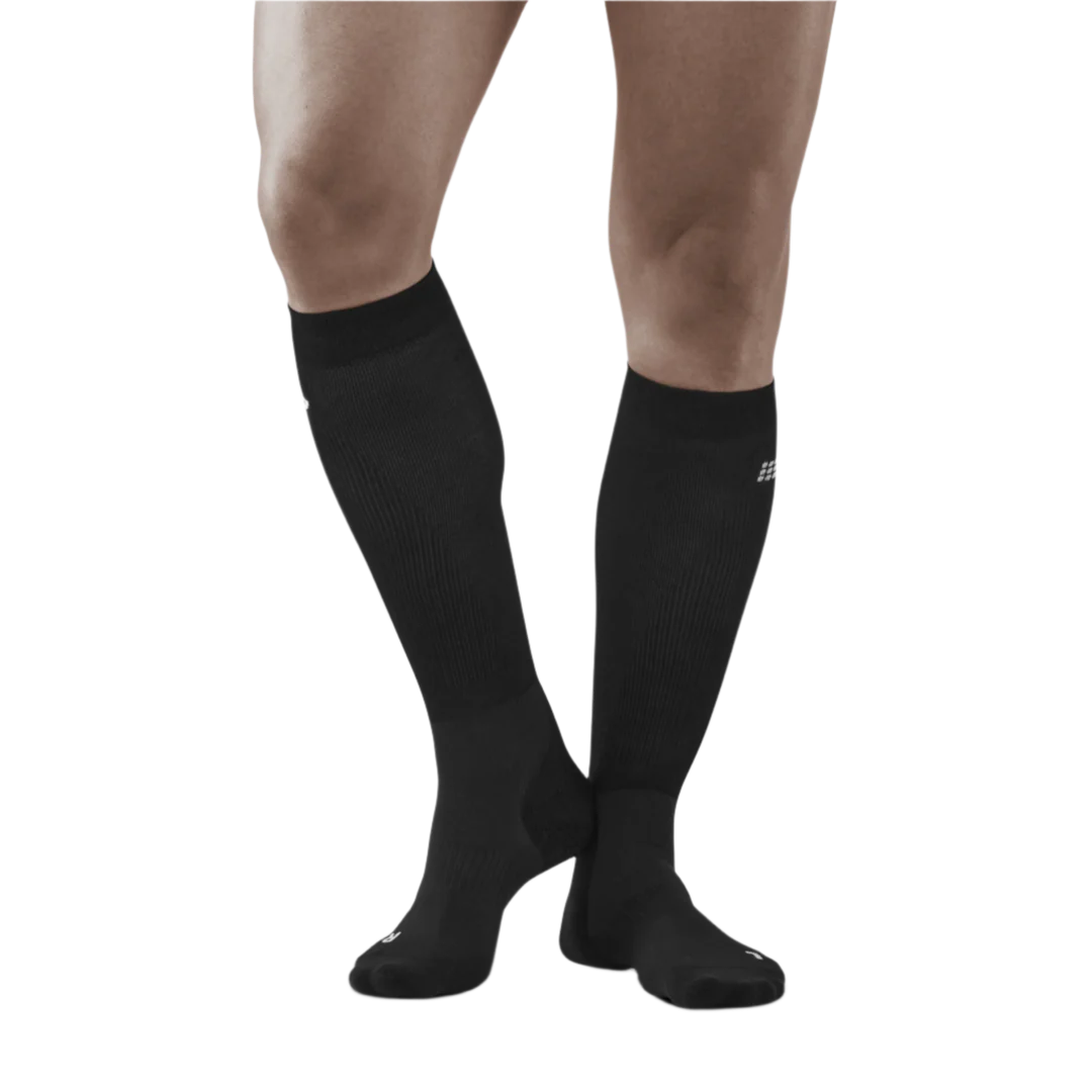 CEP Men's Infrared Recovery Socks - Tall Compression Socks for Athletes & Runners - Black/Black - Enhance Blood Circulation & Muscle Recovery for Workouts & Post-Exercise