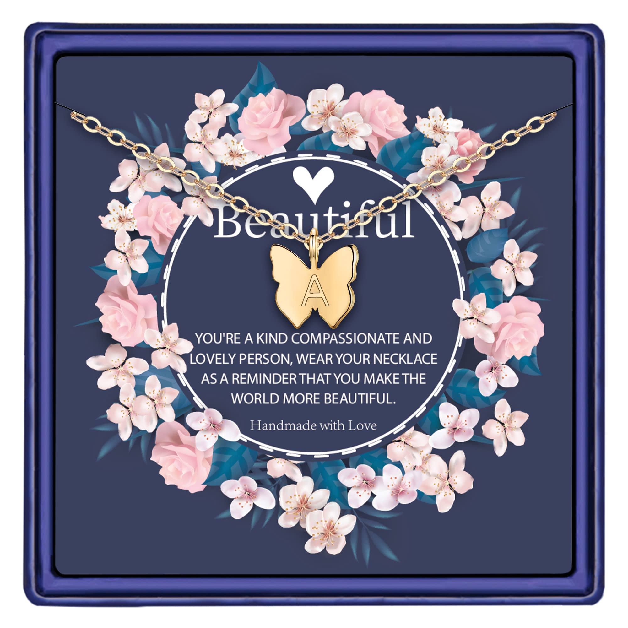 Turandoss Initial Butterfly Necklaces for Girls & Women - Handmade 14K Gold Filled Personalized Letter Butterfly Choker Necklace | Dainty Jewelry Gift for Birthday, Valentine's Day & Special Occasions | Perfect for Everyday Wear, Date Nights & Gifting