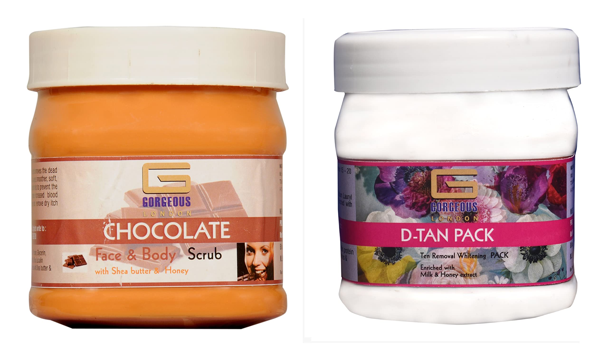 Exfoliating London Chocolate Scrub & D-Tan Pack Combo (2 x 450ml) - Deep Cleansing Body Scrub for Smooth Skin, Perfect for Spa Day & Self-Care Routine