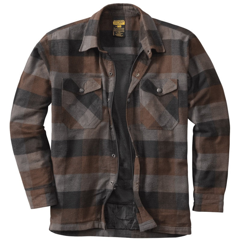 Covert Moto Flannel Shirt for Men - Soft & Durable Plaid Button-Up Shirt - Perfect for Motorcycle Rides, Outdoor Adventures & Casual Wear