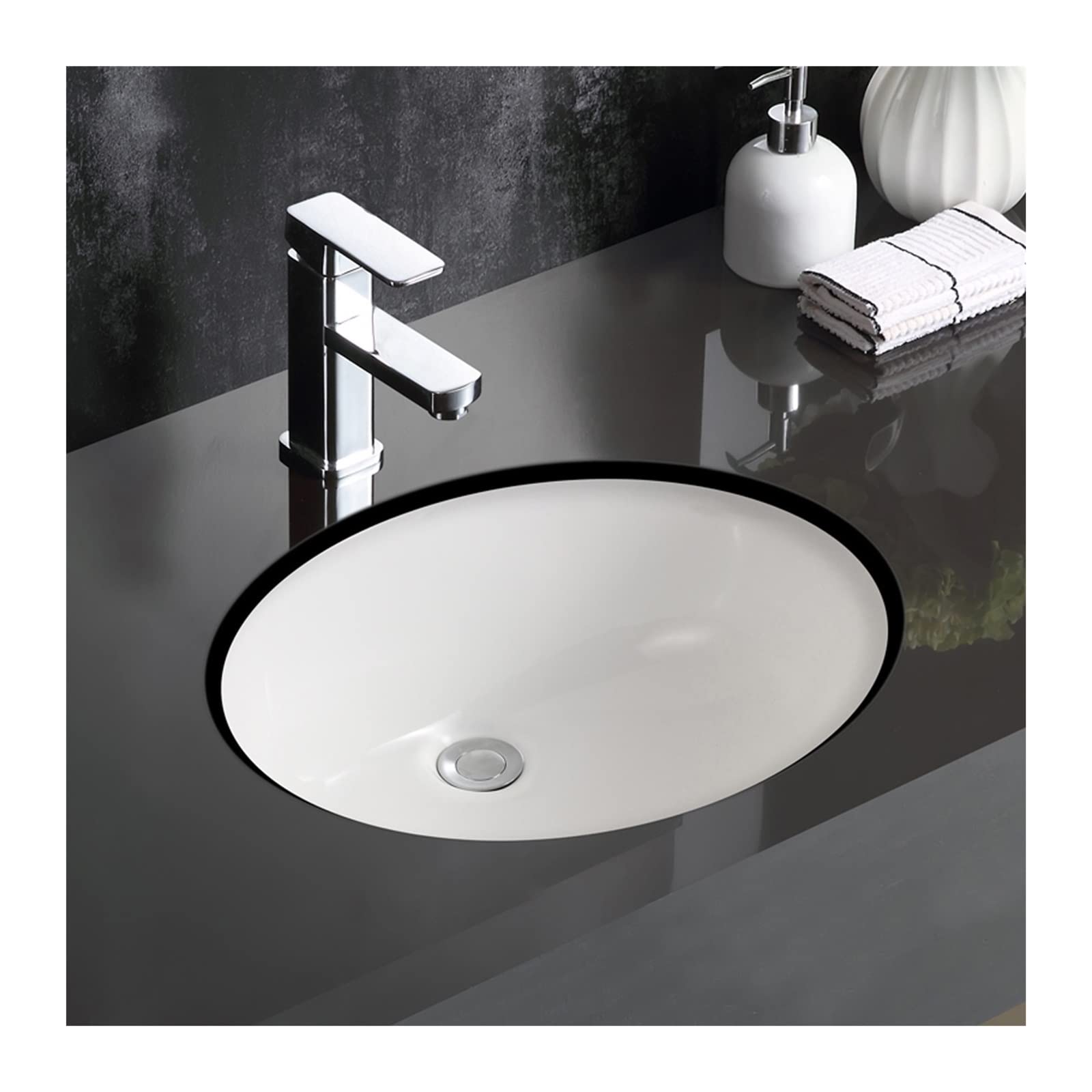 TOMYEUS 18 Inch White Oval Porcelain Vessel Sink - Ceramic Bathroom Vanity Sink for Countertop or Embedded Installation - Perfect for Modern Bathroom, Powder Room, and Guest Bath Decor