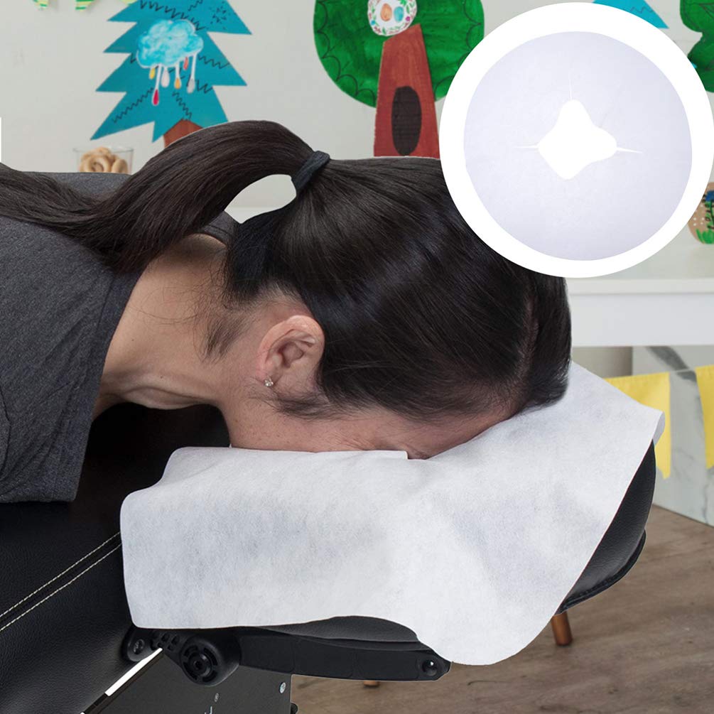 DOITOOL Disposable Face Cradle Covers - 200Pcs Breathable Massage Headrest Mat with Face Hole for Spa & Salon | Towel Turban Massage Pillow Covers for Facial, Massage Therapy & Salon Hygiene