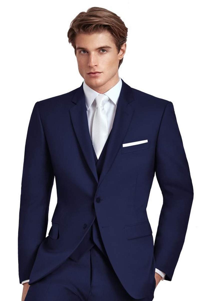 Premium Navy Blue Men's Suit - Slim Fit Business Formal Wear for Weddings, Interviews & Office Attire