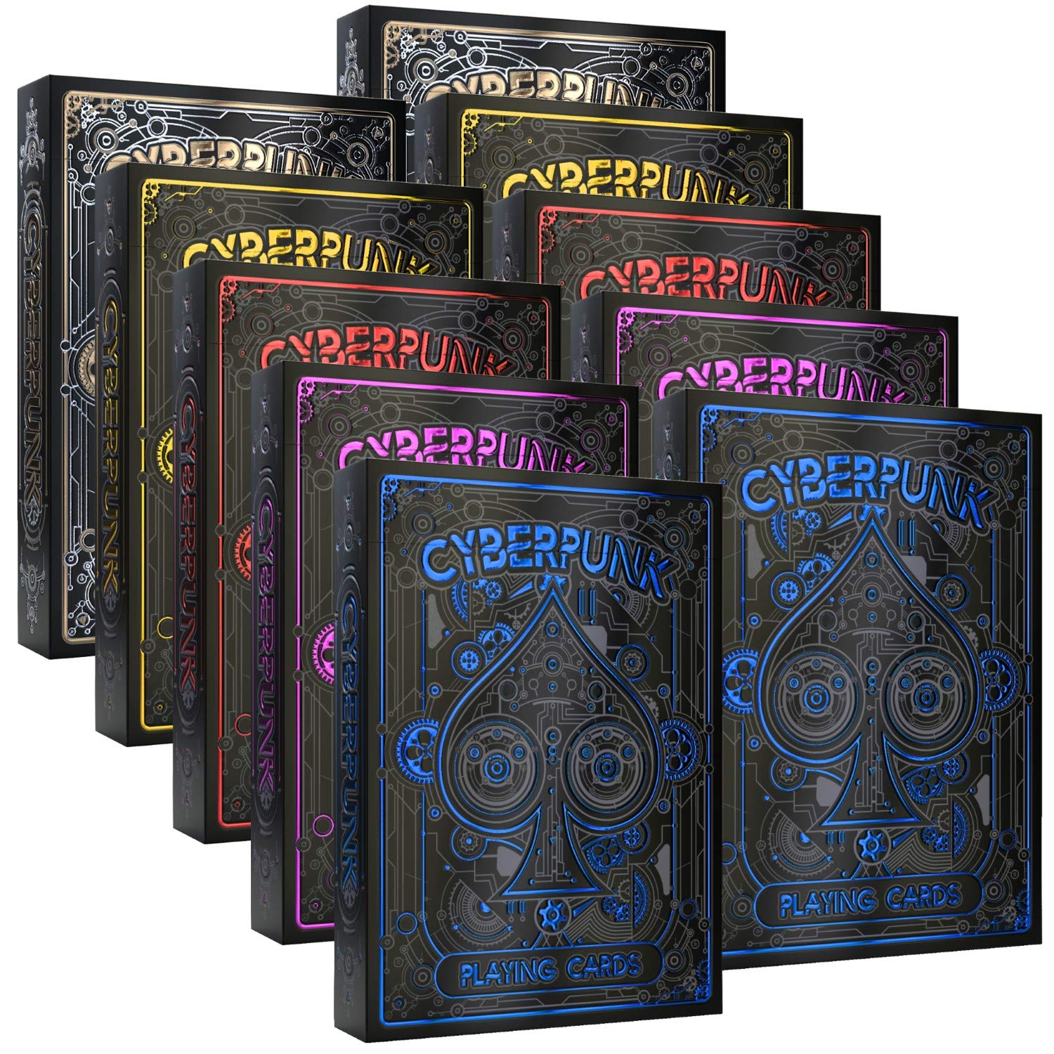 Cyberpunk Playing Cards 10-Deck Bundle - Blue, Purple, Red, Gold & PVC Card Decks | Premium Poker Cards for Collectors & Game Nights | Save 20% on Complete Set | Perfect for Magic Tricks, Poker Games & Gift Giving