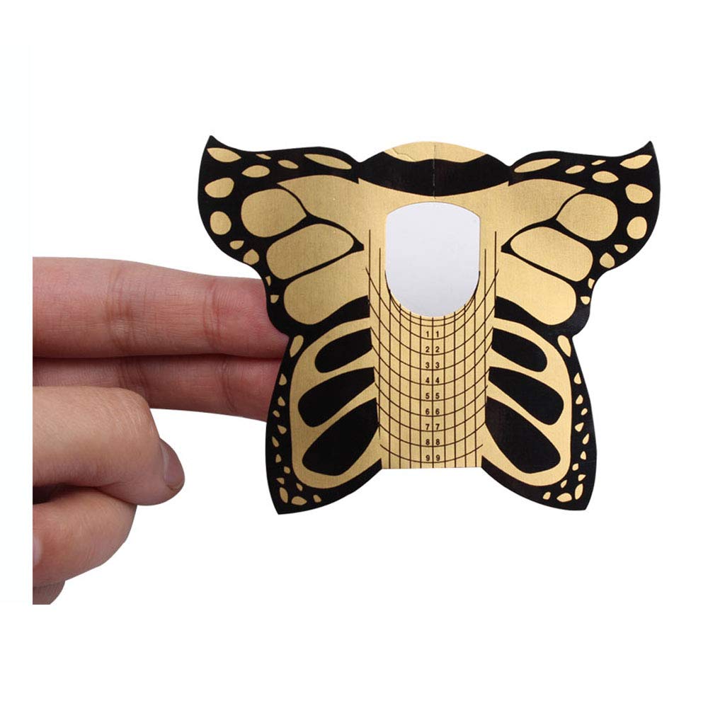 BeautyLeader 100pcs Professional Butterfly Square Nail Forms for C Curve Acrylic & UV Gel Nails - Nail Extension Builder, Art Tool Guide Stickers Dispenser - Perfect for Salon, Home Manicure & DIY Nail Art