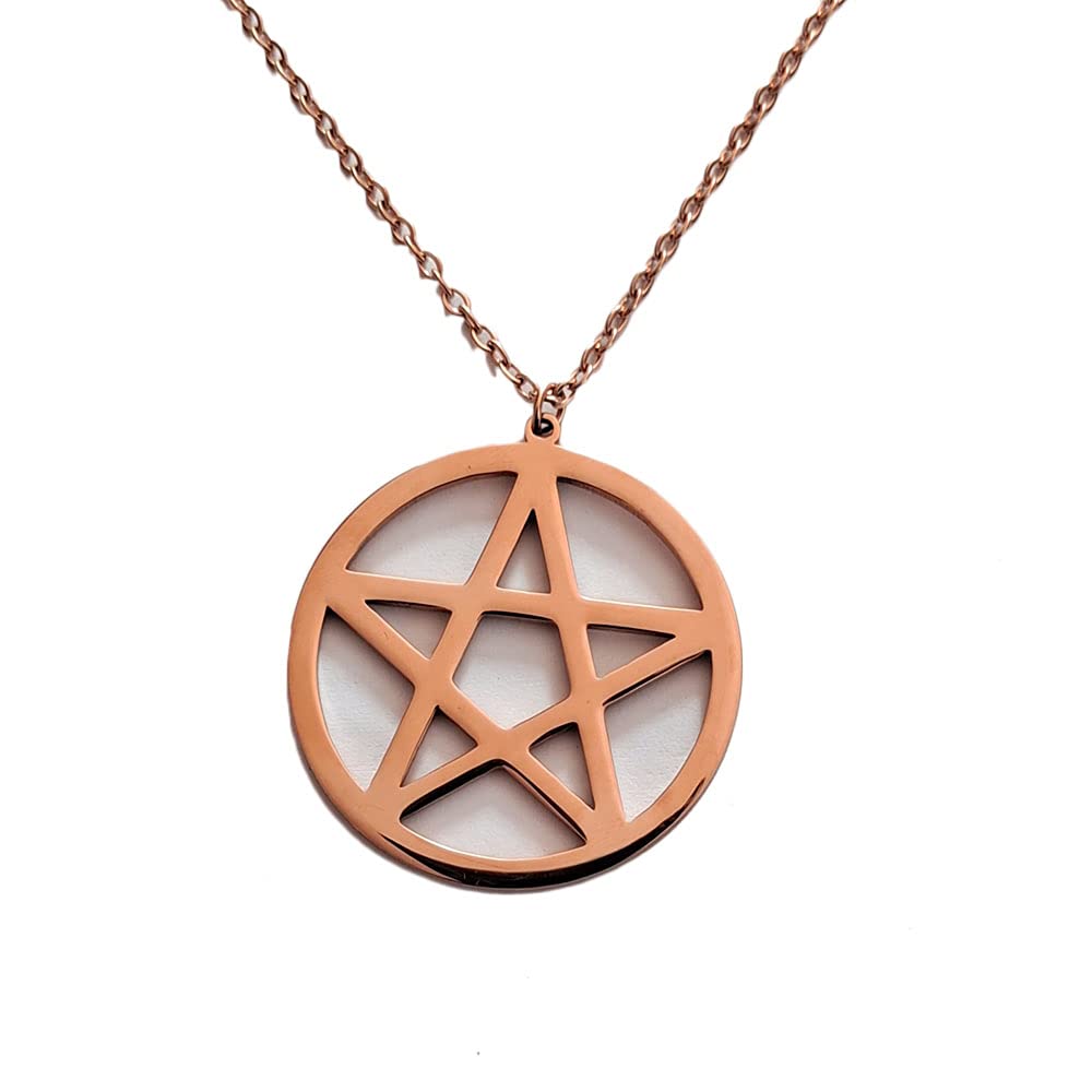 MANZHEN Gold & Silver Supernatural Star Pentagram Pendant Necklace - Wicca Pagan Jewelry for Rituals, Witchcraft & Spiritual Protection