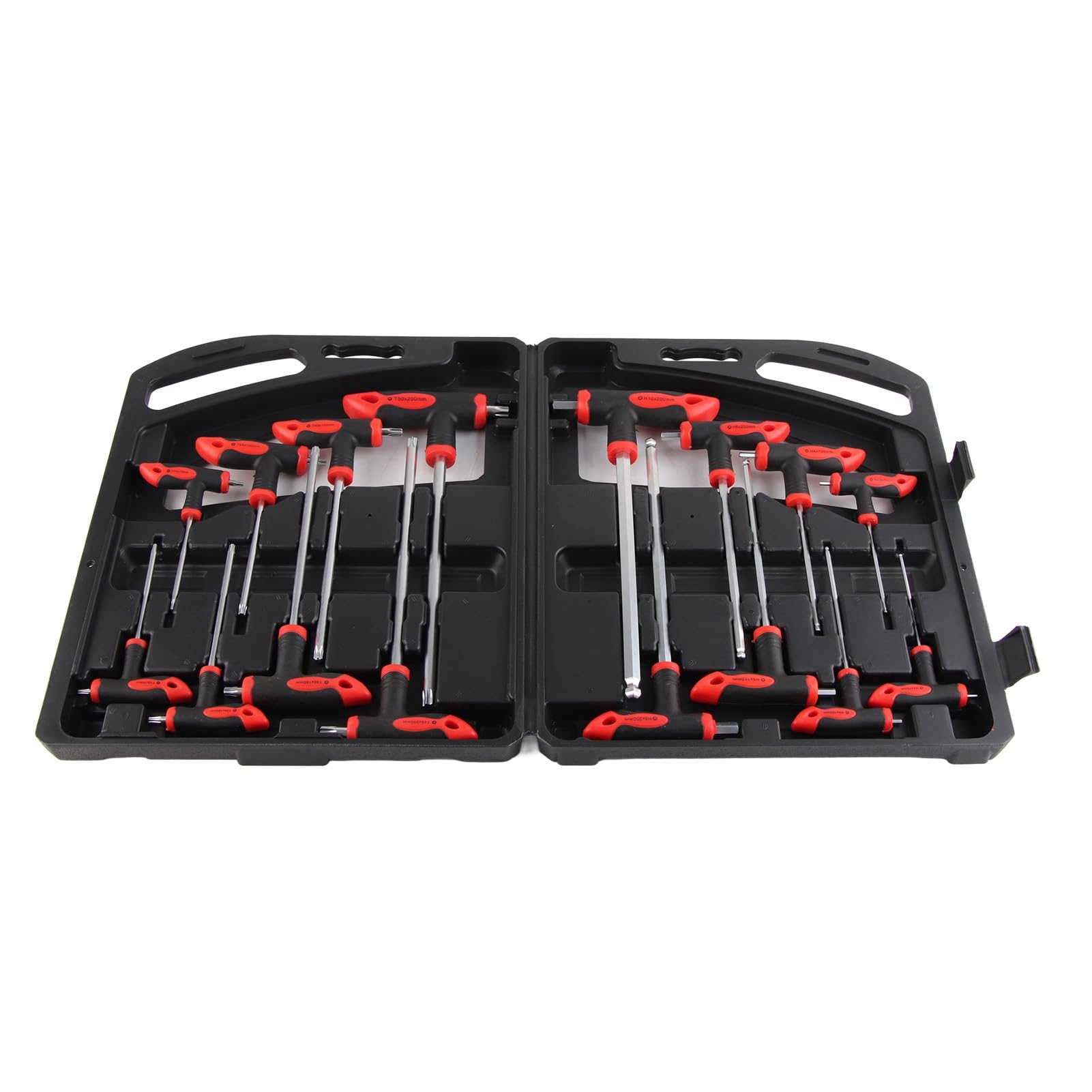 16-Piece T-Handle Hex Wrench Set with Ball End & Star Keys - Metric & SAE Sizes for Car Repair, Bike Maintenance & DIY Projects - Durable Hand Tools for Mechanics & Home Improvement