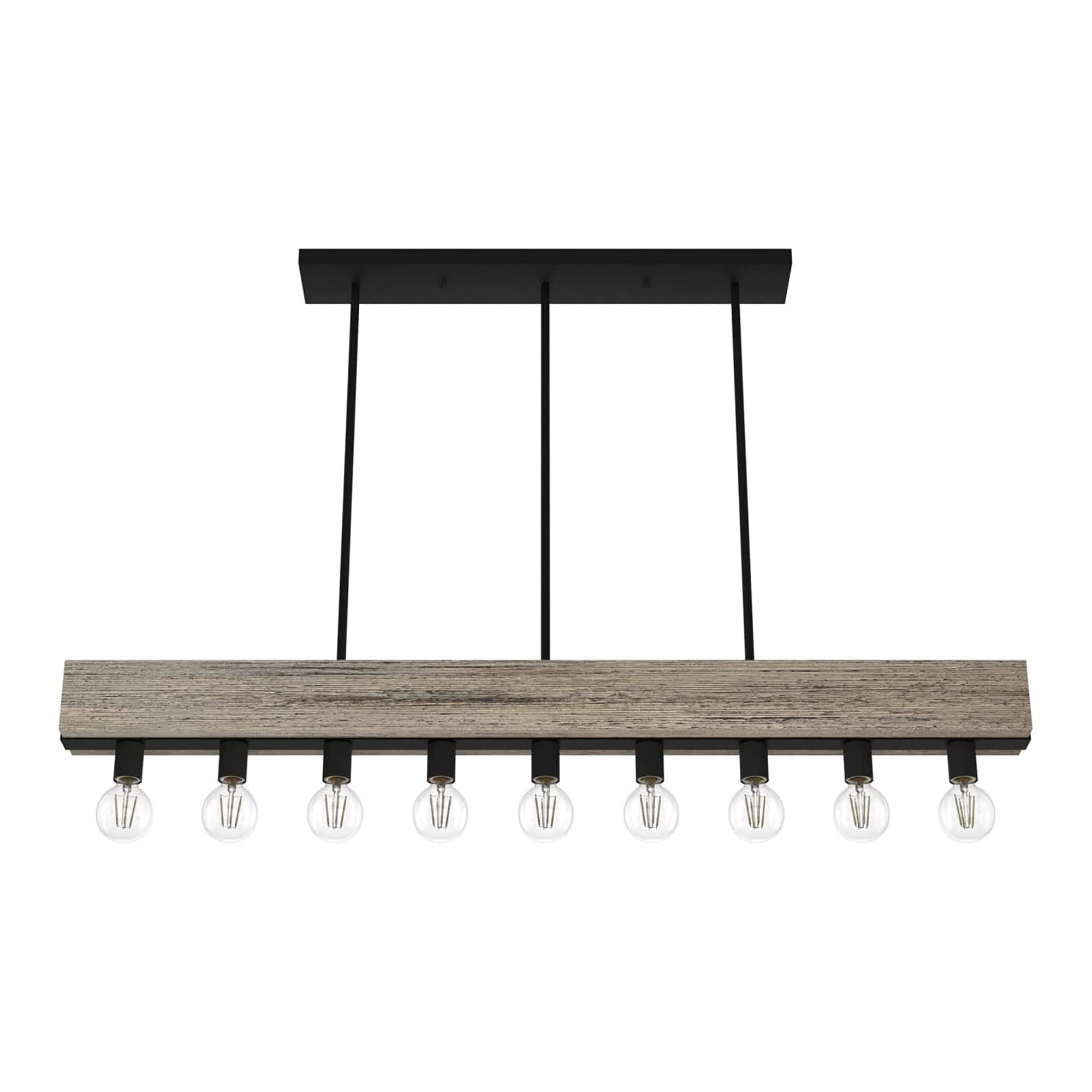 Hunter Fan Company 19060 Donelson Linear Chandelier - Rustic Iron Finish, Modern Farmhouse Lighting Fixture for Dining Room, Kitchen Island, or Entryway