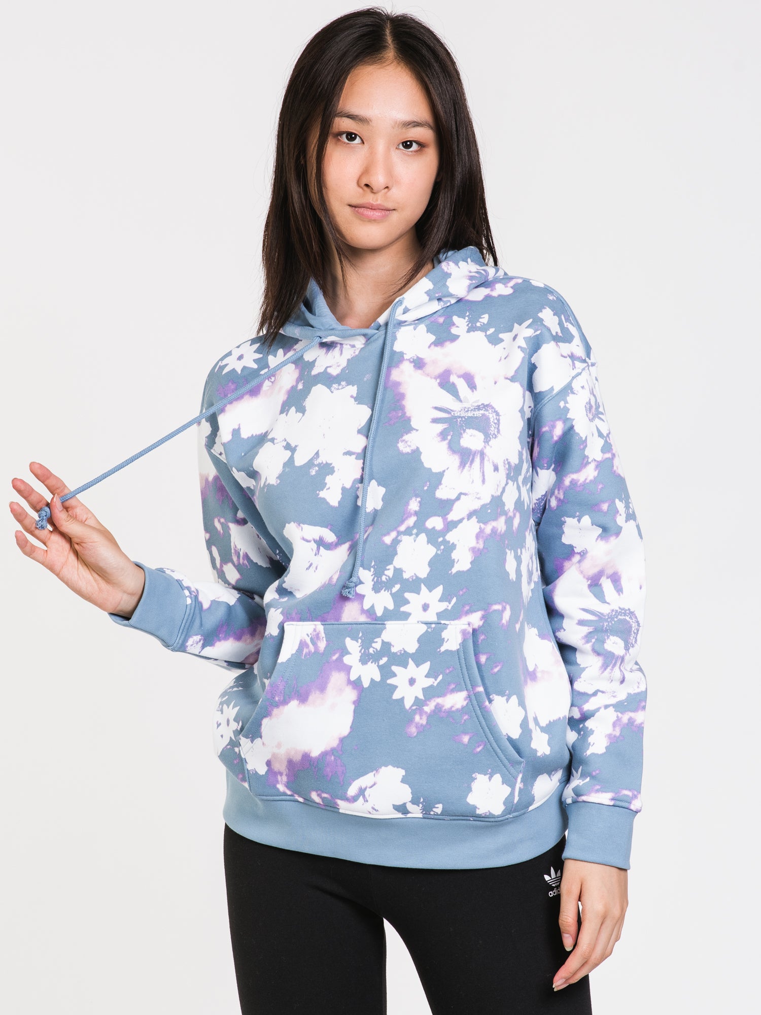 Adidas Floral Pullover Hoodie for Women & Men - Soft Fleece Sweatshirt with Front Pocket - Casual & Athletic Wear for Running, Gym, and Everyday Comfort