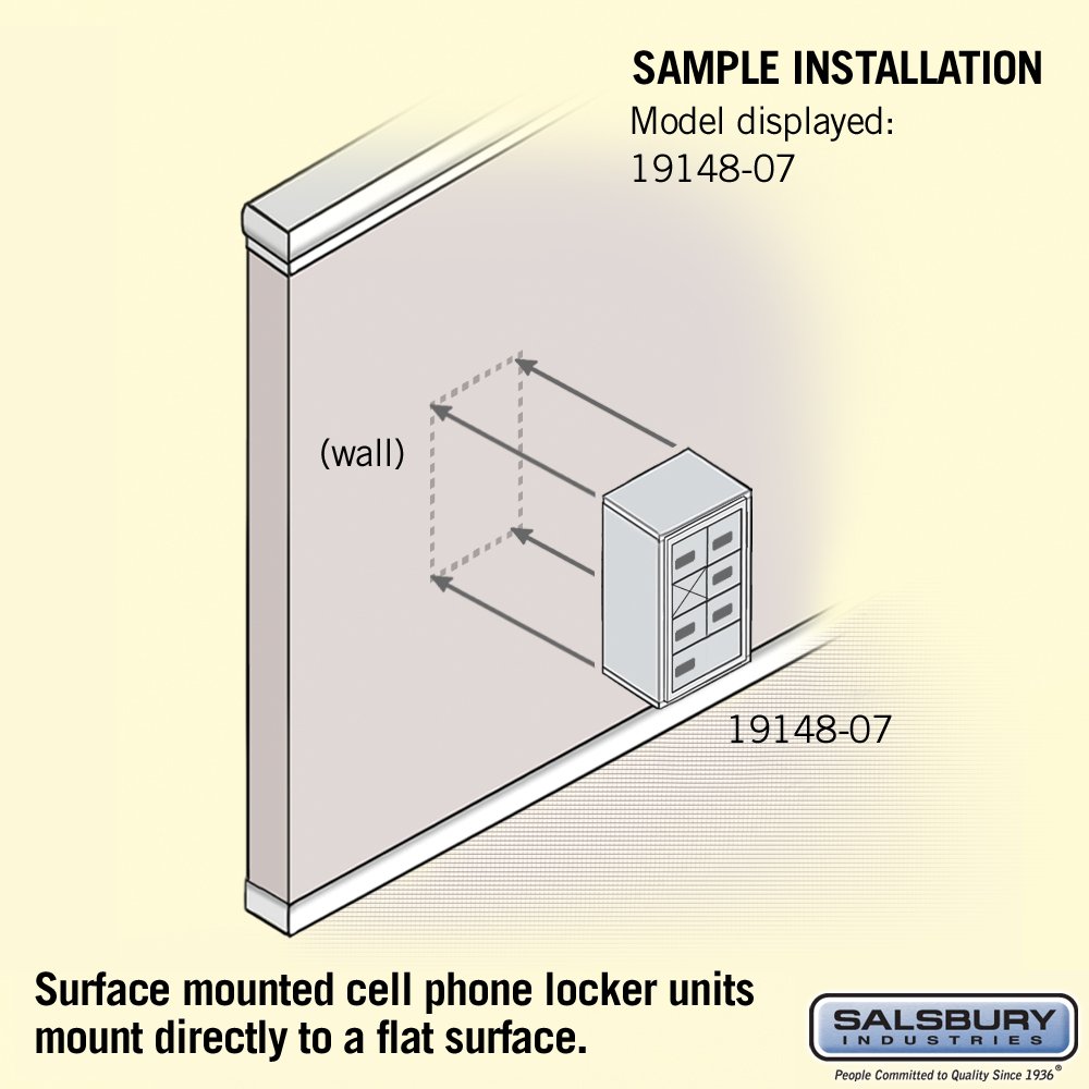Salsbury Industries 19148-07ZSC 4-Unit Surface Mounted Cell Phone Access Panel with Resettable Combo Locks & 8-Inch Diameter Compartments in Bronze - Secure Storage for Offices, Schools, and Gyms