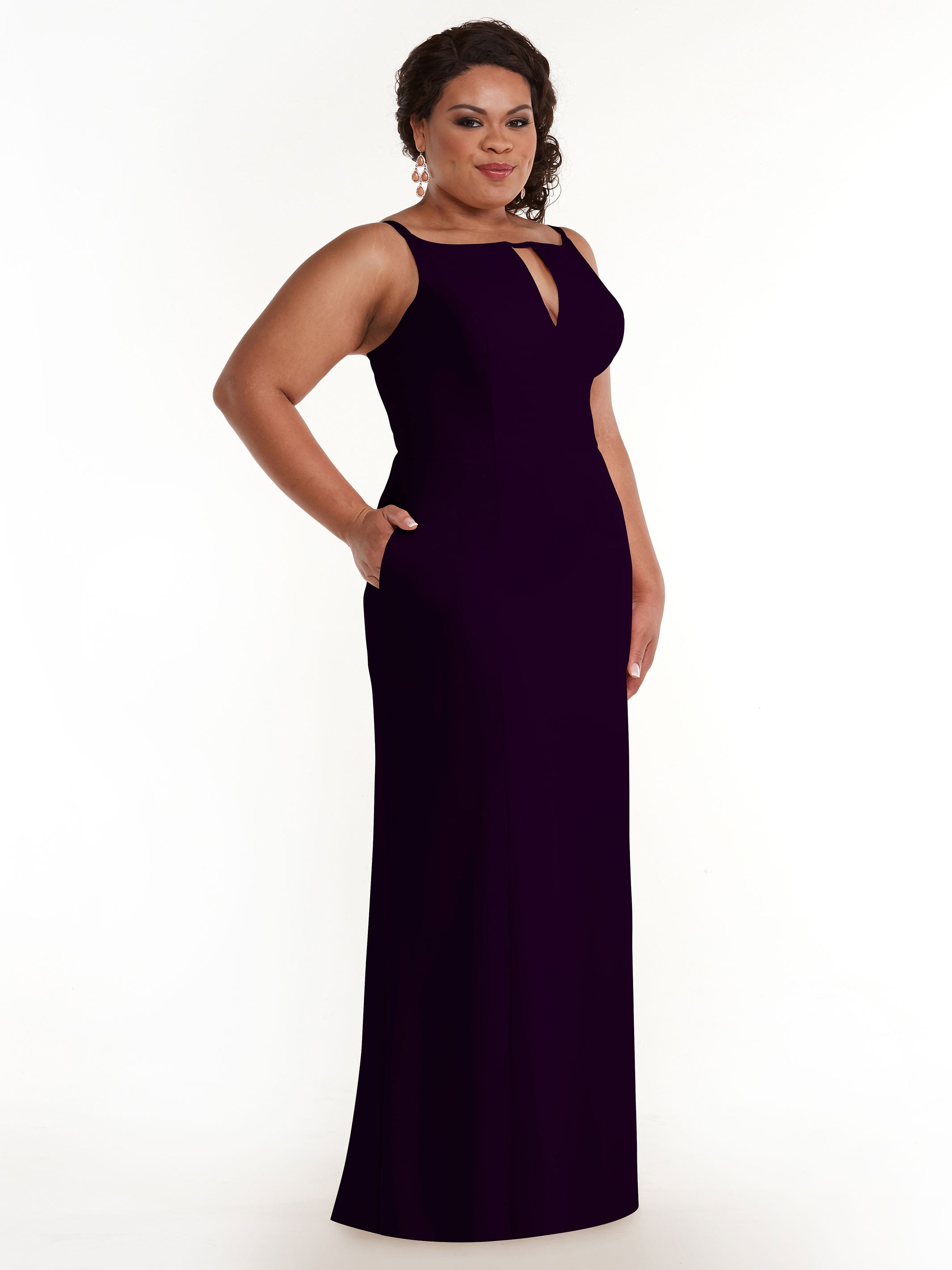 Elegant 83030 Sheath Stretch Chiffon Bridesmaid Dress with Bateau Neckline & Thigh Slit - Perfect for Weddings, Formal Events & Evening Parties