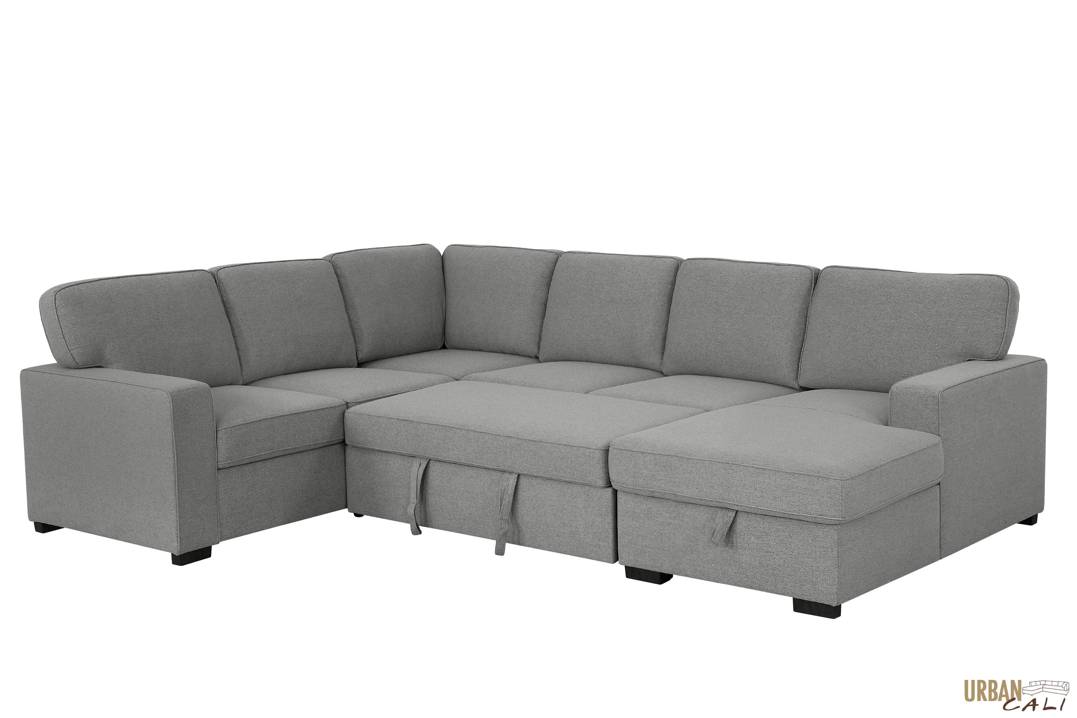Santa Cruz Large Modular Sleeper Sectional Sofa Bed with Storage Chaise in Dark Grey - Convertible L-Shaped Couch for Living Room, Guest Room & Small Spaces
