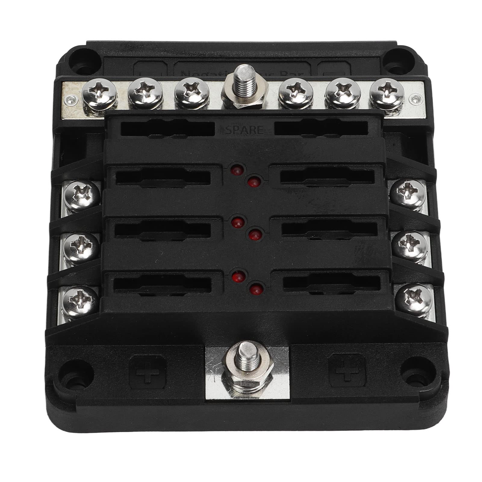 Qqmora 6-Way Blade Fuse Block with LED Indicator - 100A 1 Input 4 Output Waterproof Fuse Box for Car, Boat, RV & Marine Electrical Systems - Perfect for Automotive, Marine and Off-Grid Power Distribution