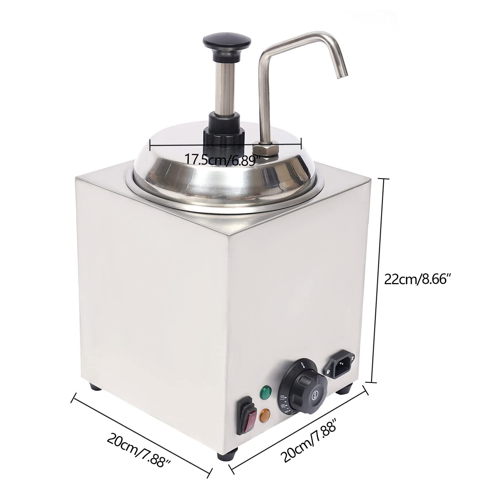 650W Electric Cheese Dispenser with Pump - 2.6Qt Stainless Steel Nacho Cheese Warmer & Hot Fudge Caramel Butter Dispenser - Perfect for Movie Nights, Parties & Restaurant Serving