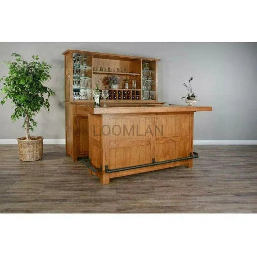 80-Inch Rustic Wood Game Room Bar Island with Storage - Perfect for Basement, Man Cave, or Entertainment Area