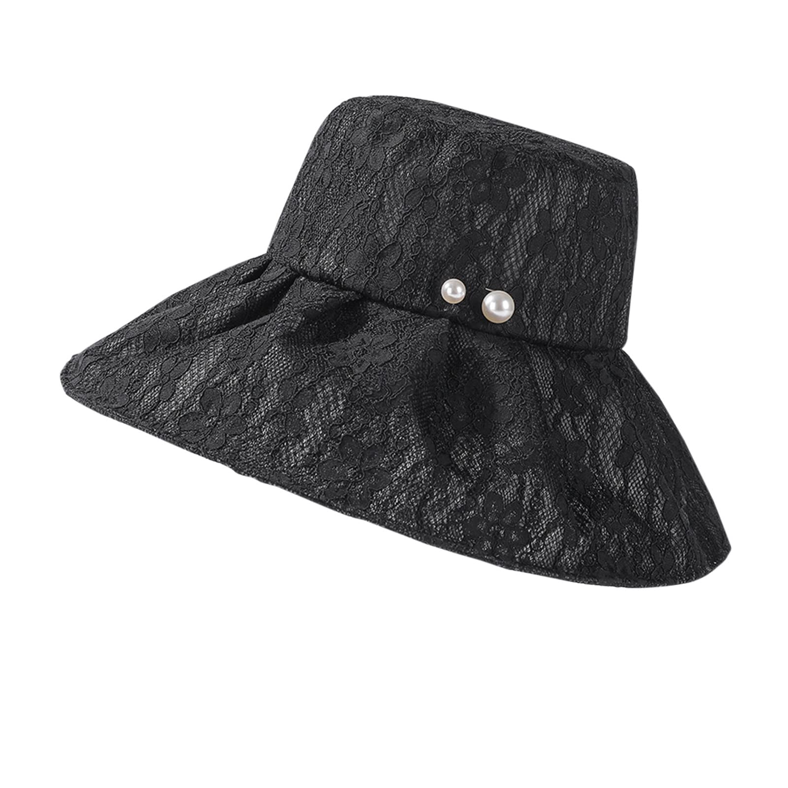 Women's Wide Brim Sun Hat - UPF 50+ UV Protection Straw Fedora with Lace Trim for Beach, Gardening & Outdoor Activities
