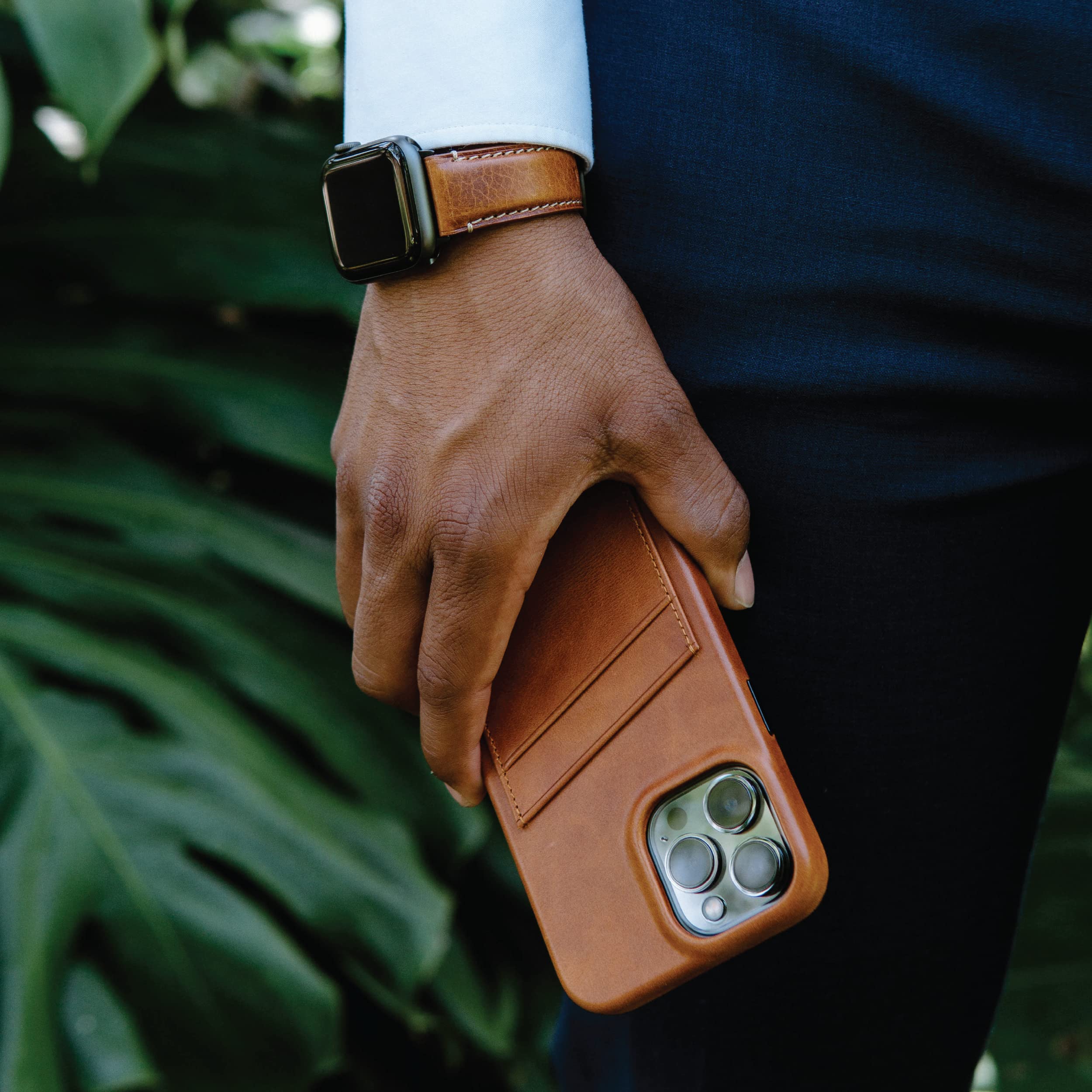 Premium Leather iPhone 13 Pro Case - Bullstrap Sienna Brown Portfolio Phone Cover | Durable Protection for Business & Travel | Compatible with Apple iPhone 13 Pro