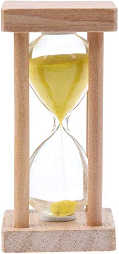 5 Minute Wooden Sandglass Hourglass - Kitchen Timer, Egg Timer, Decorative Clock - Perfect for Cooking, Baking, Games & Home Office Decor (Yellow)