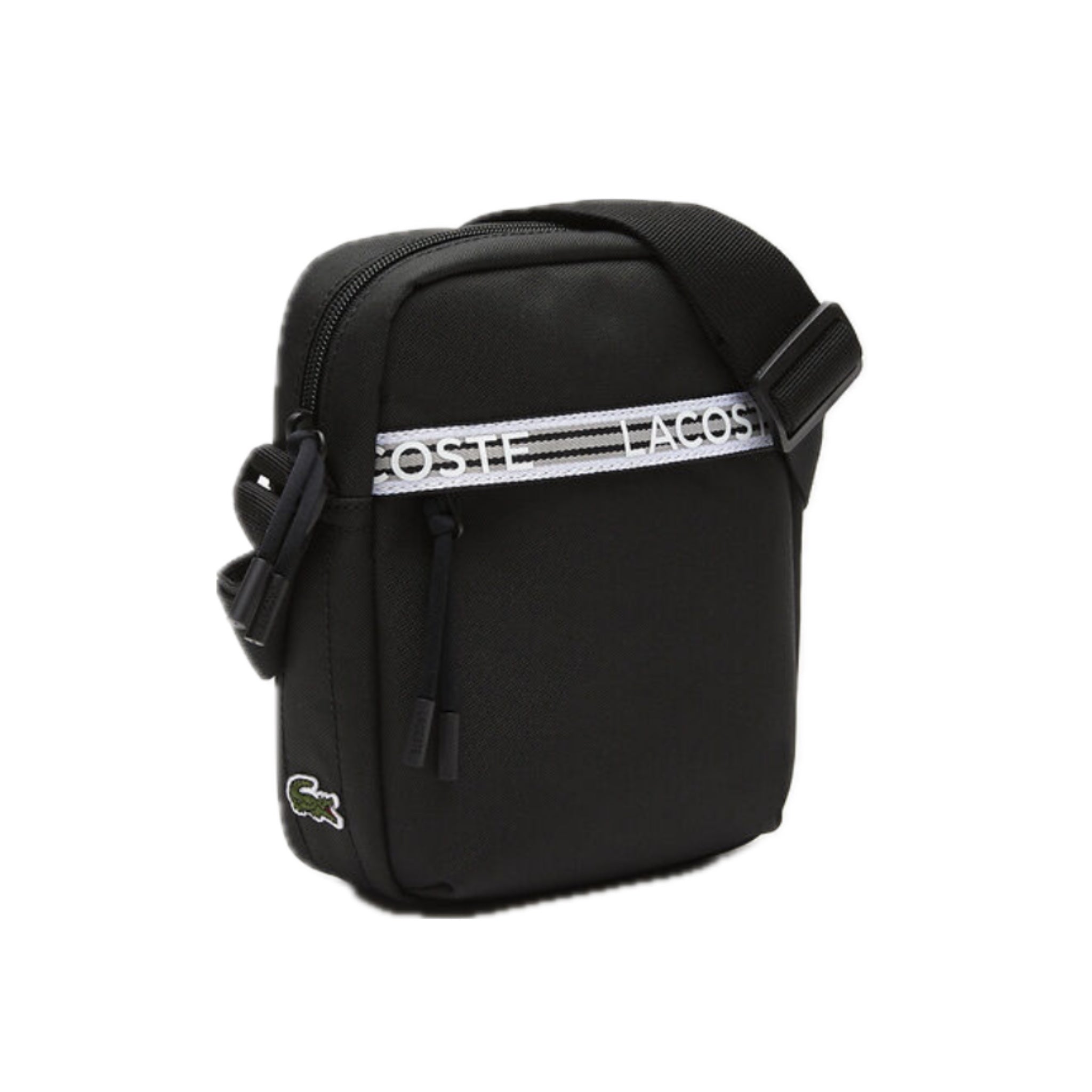 Lacoste Men's Neocroc Recycled Fiber Vertical Messenger Bag - Stylish & Eco-Friendly Crossbody Bag for Work, Travel & Daily Use