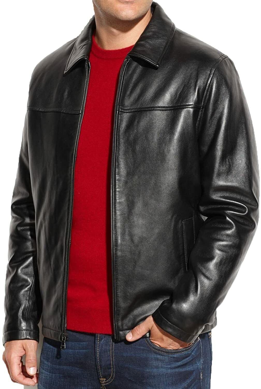 Men's Classic Cafe Racer Style Black Lambskin Leather Jacket - Vintage Motorcycle Biker Jacket for Riding & Casual Wear | Perfect for Motorcycle Enthusiasts & Fashion Lovers