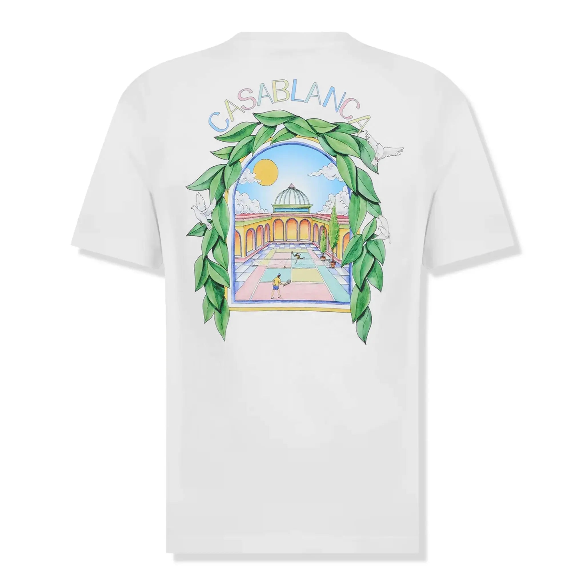 Casablanca Casa Larche Tennis White T-Shirt for Men - Premium Cotton Short Sleeve Tee - Perfect for Casual Wear, Sports & Street Style