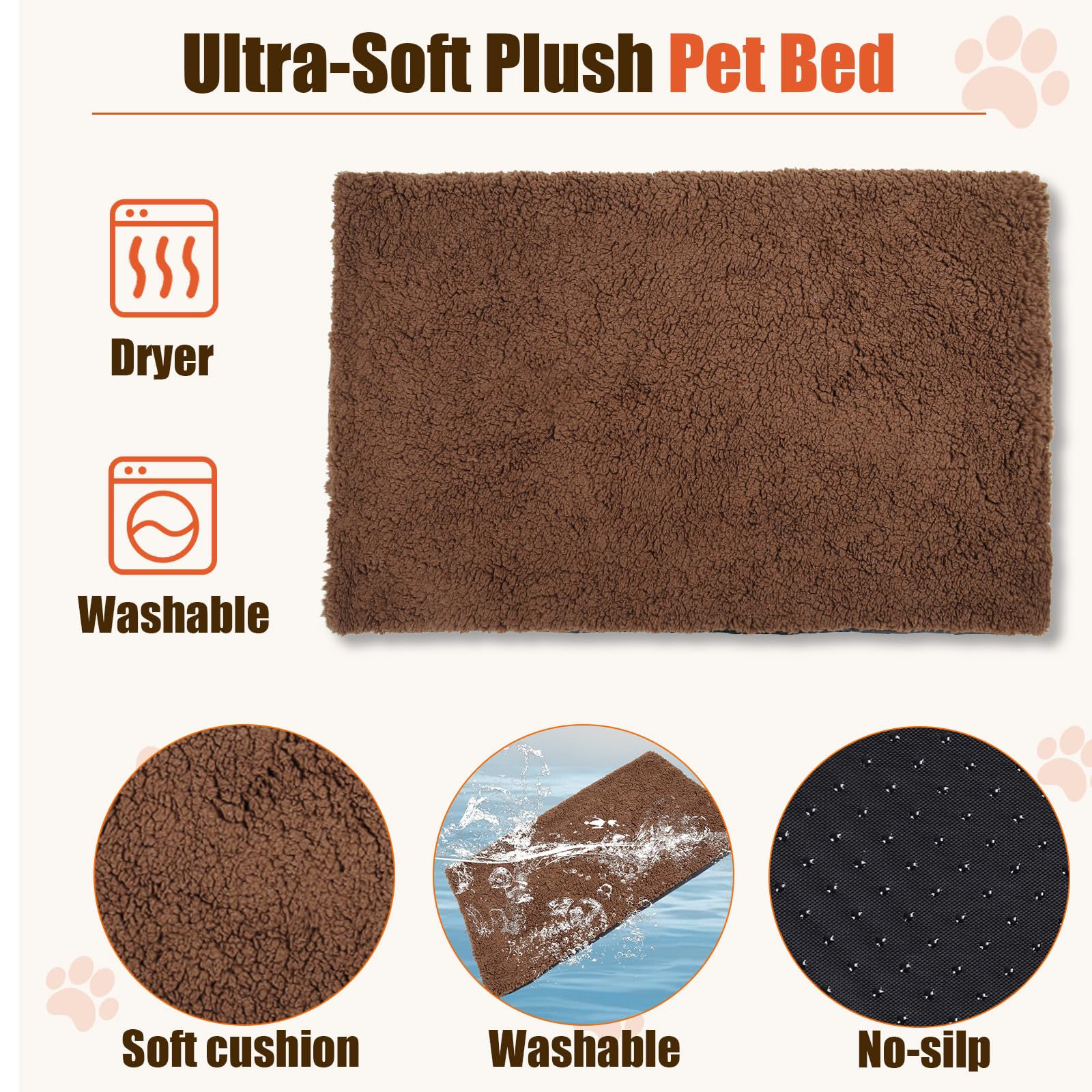 LEMBERI 32 Inch Wooden Dog Crate Furniture with Cushion - Double Door Pet Kennel Cage with Wheels for Small & Medium Dogs - Rustic Brown Indoor Dog House & Decorative Side Table - Perfect for Living Room, Bedroom or Office Use
