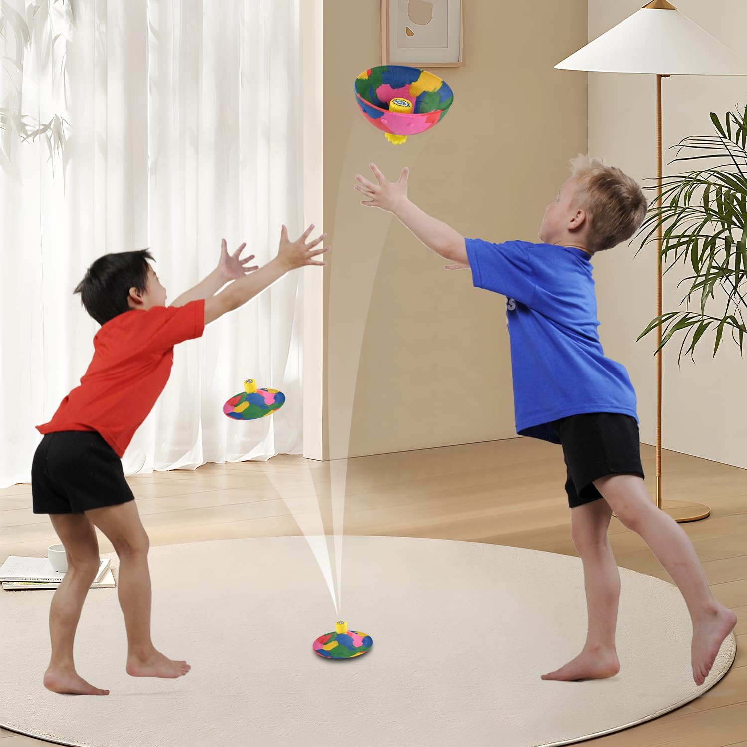 4-in-1 Bounce Bowls Ball Fidget Toy Set for Kids & Adults - Stress Relief Spinning Pop Up Toys, Outdoor Sports Game & Finger Tip Sensory Toys - Perfect for School, Birthday Party Favors, Goodie Bag Fillers (Boys & Girls) - Great for Anxiety Relief, Classroom Focus & Outdoor Playtime