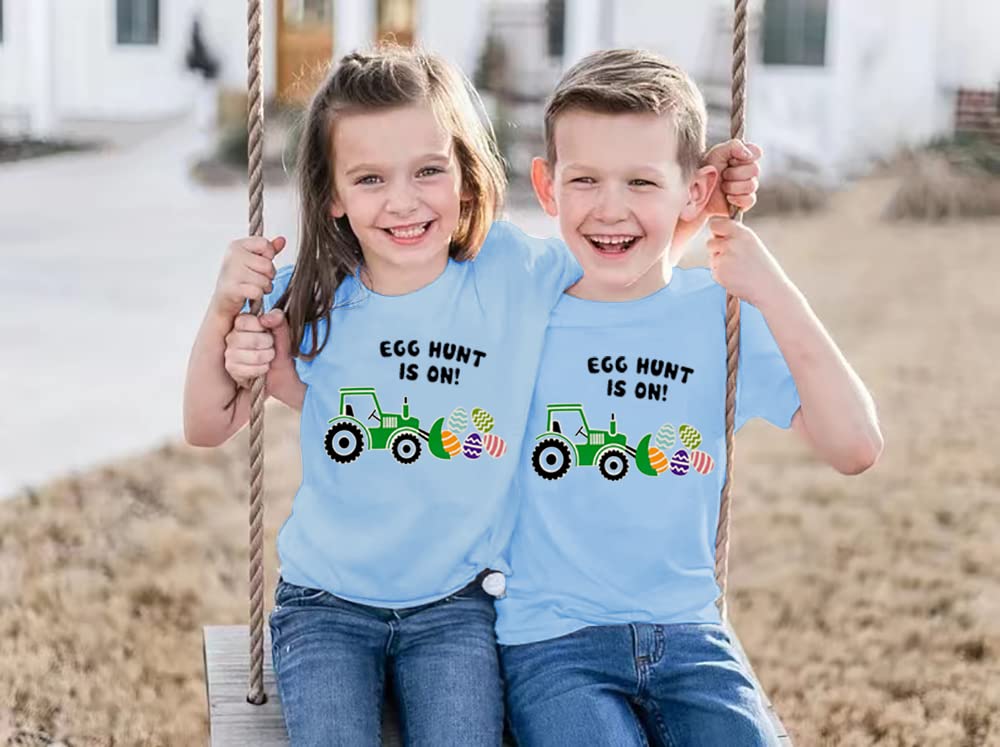 Easter Bunny T-Shirt for Toddler Boys & Girls - Cute Egg Hunt Outfit with Digging Tractor Design | Perfect for Easter Celebrations, Spring Parties & Family Photos