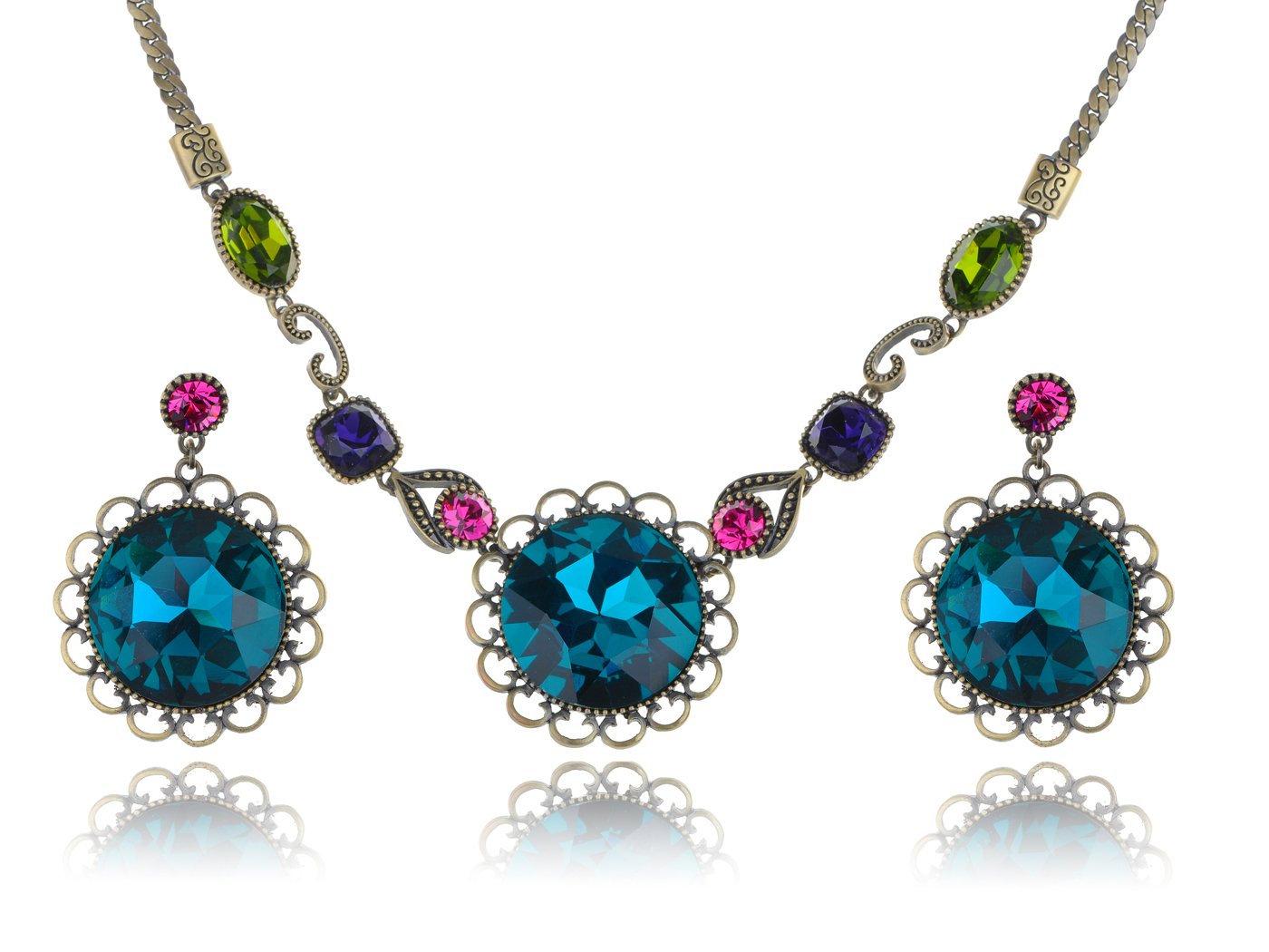 Alilang Crystal Flower Earrings and Necklace Set for Women - Elegant Floral Jewelry Gift for Wedding, Party & Special Occasions