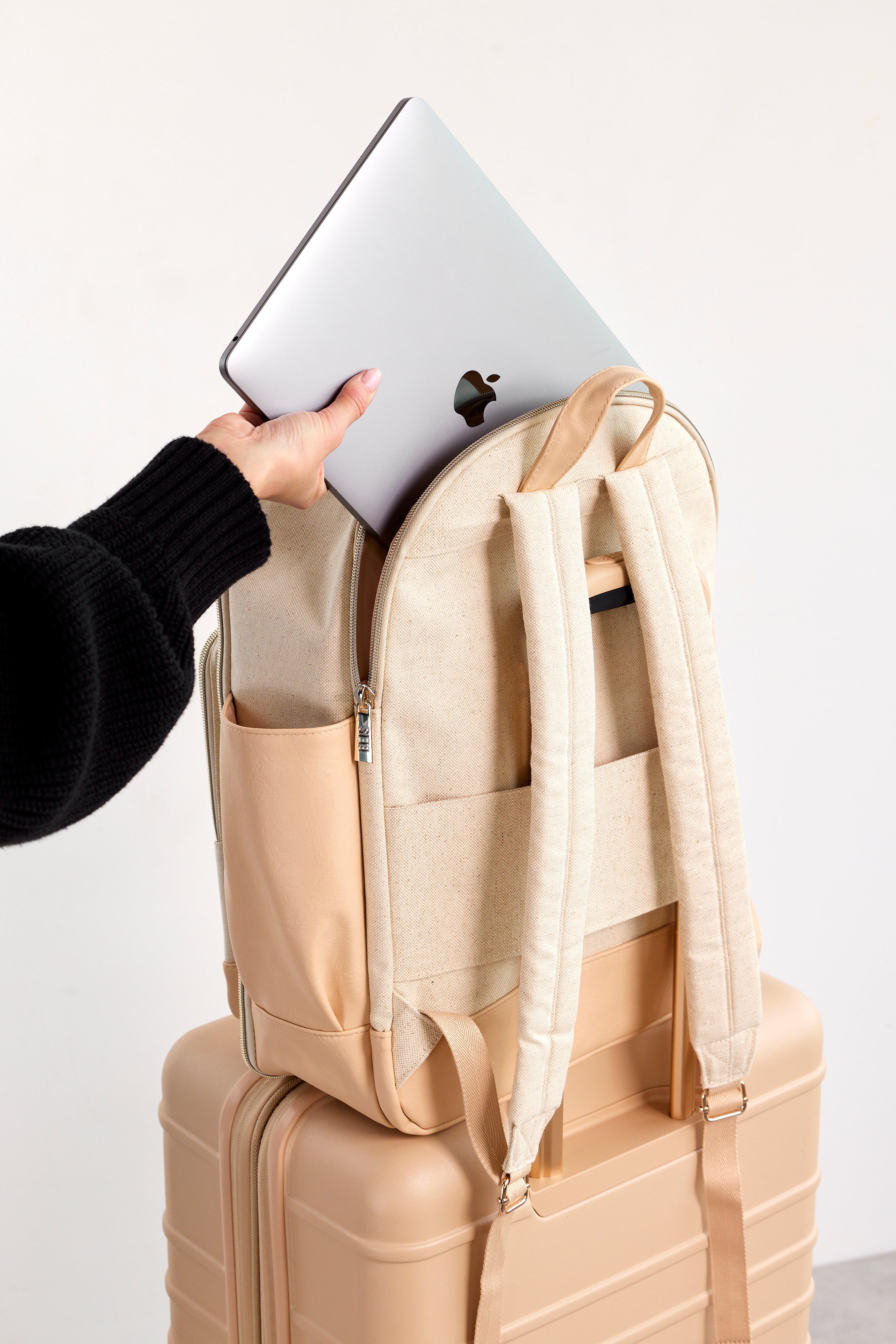 Best Travel Backpack for Men & Women - Lightweight Durable Beige Carry-On Backpack - Perfect for Airplane, Hiking & Business Trips