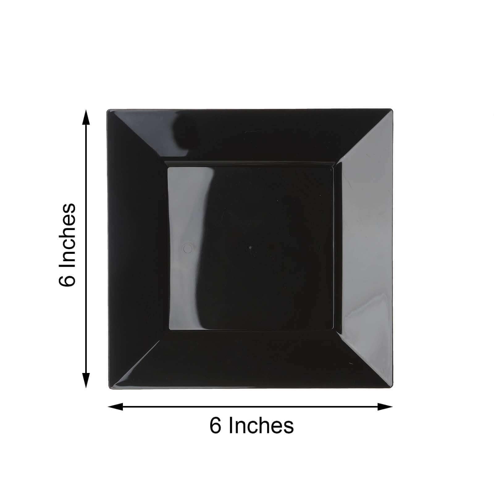 Efavormart 10 Pack - 6 Inch Black Disposable Plastic Square Salad Dessert Plates for Wedding, Birthday Party, Reception, Buffet, Catering & Restaurants - Elegant Tableware for Upscale Events & Home Entertaining